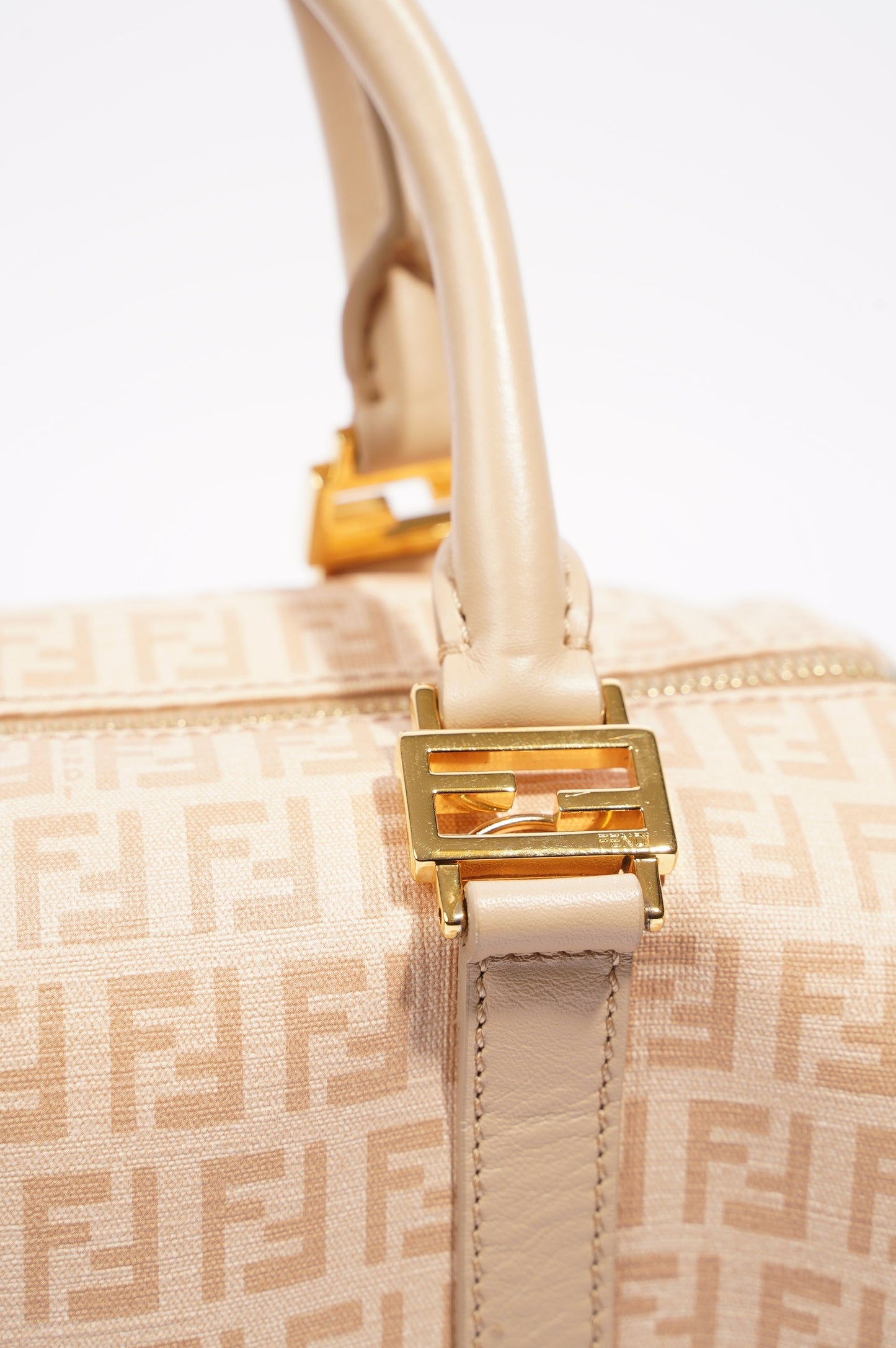 Fendi Womens Forever Bauletto Boston Bag Beige