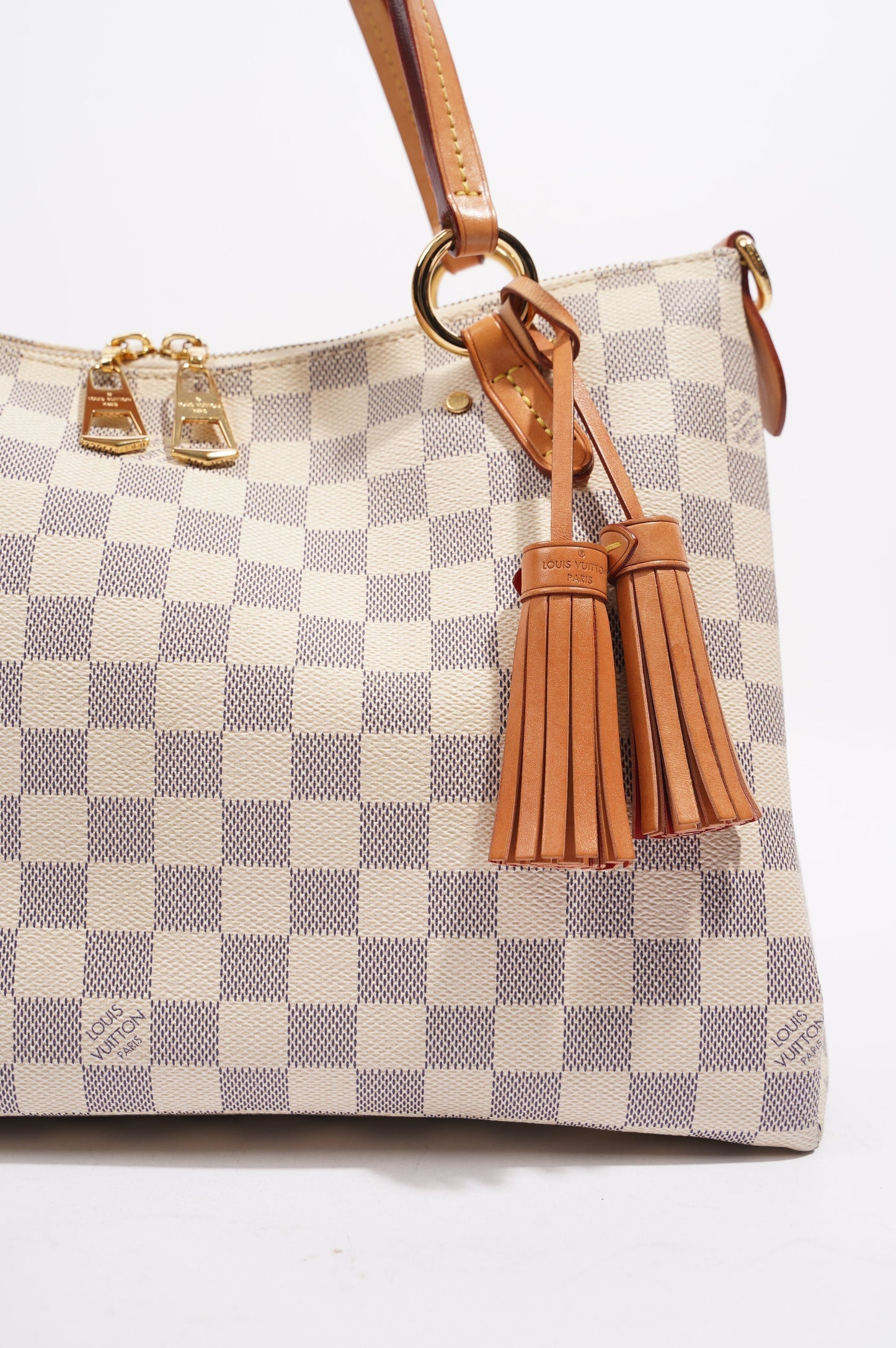 Louis Vuitton Womens Lymington Handbag Damier Azur Canvas