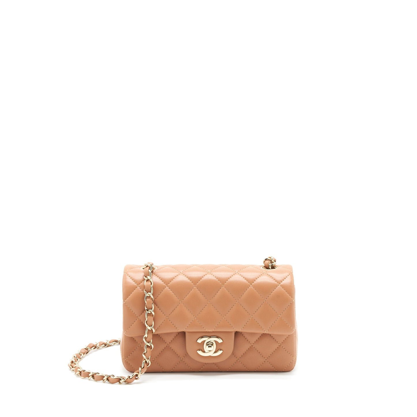 Chanel Mini Rectangular Flap Bag Lambskin Caramel L