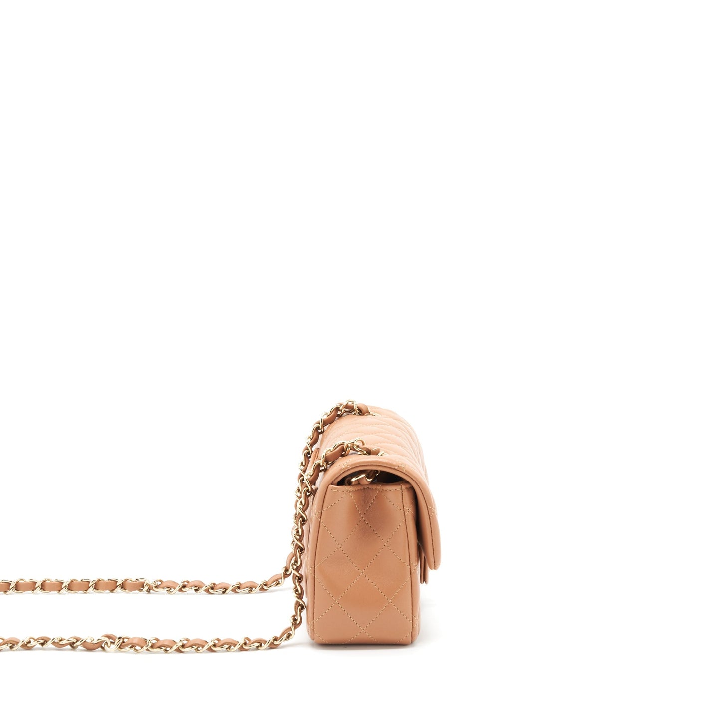 Chanel Mini Rectangular Flap Bag Lambskin Caramel L