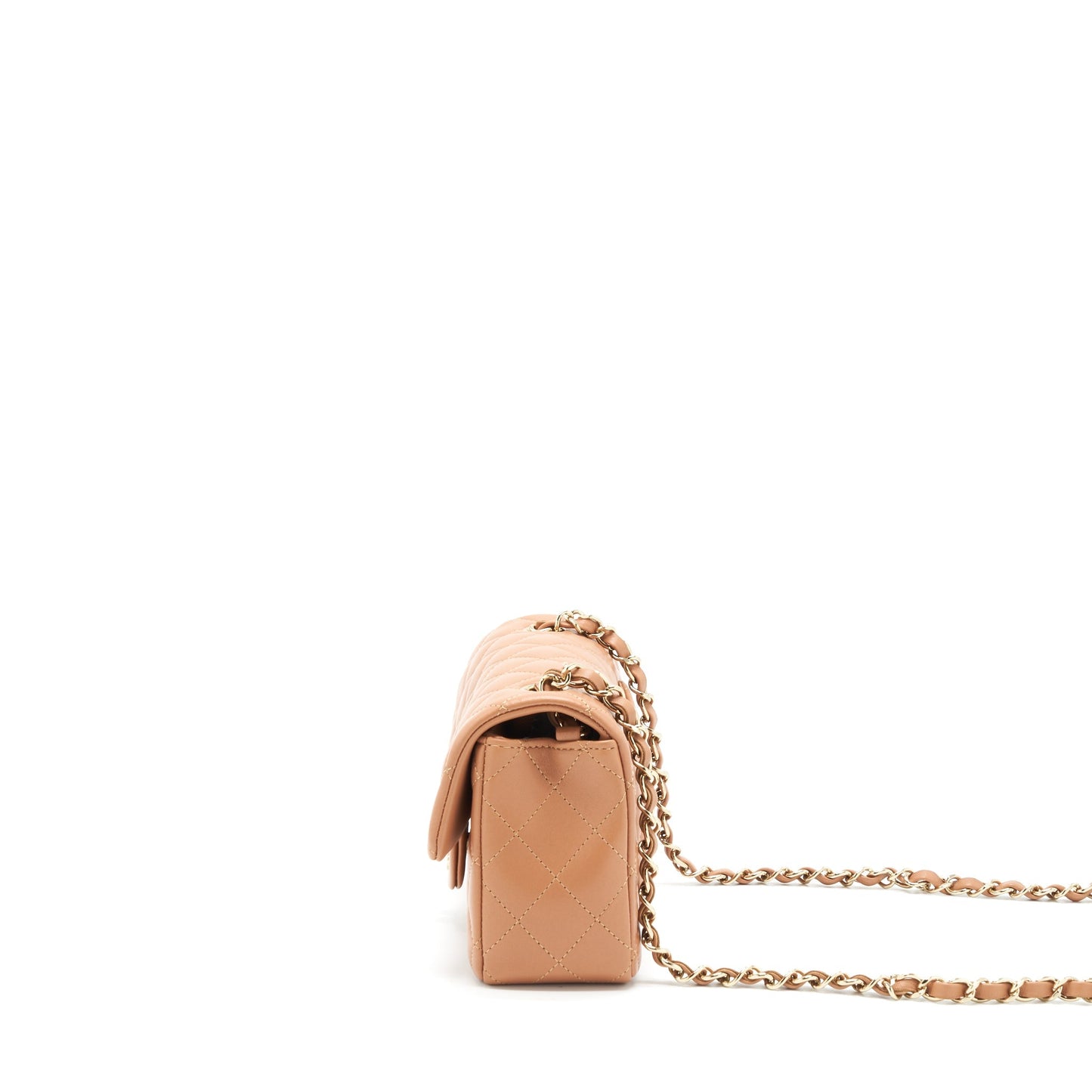 Chanel Mini Rectangular Flap Bag Lambskin Caramel L