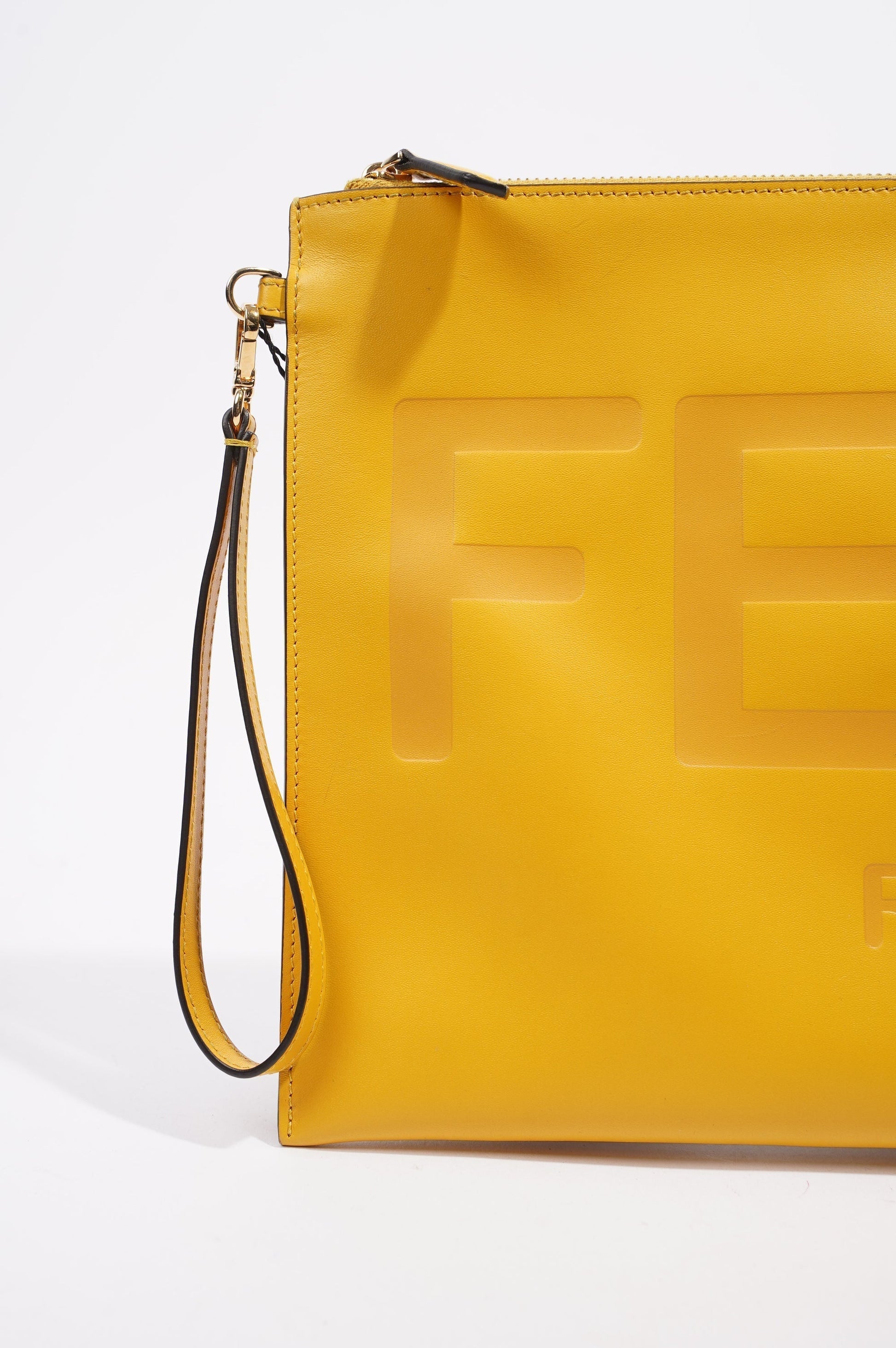 Fendi Womens Roma Clutch Yellow Large
