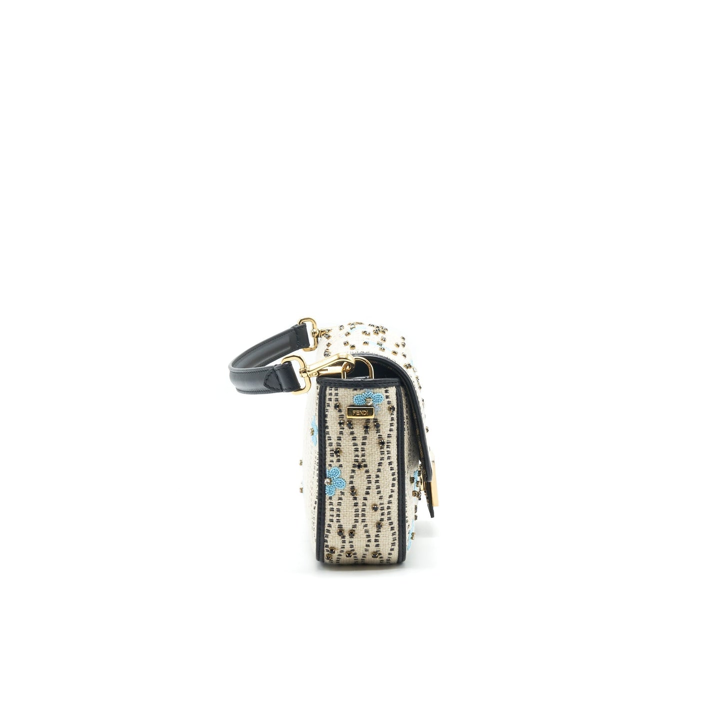 FENDI Baguette Iconic Medium White Raffia Purse Multicolor