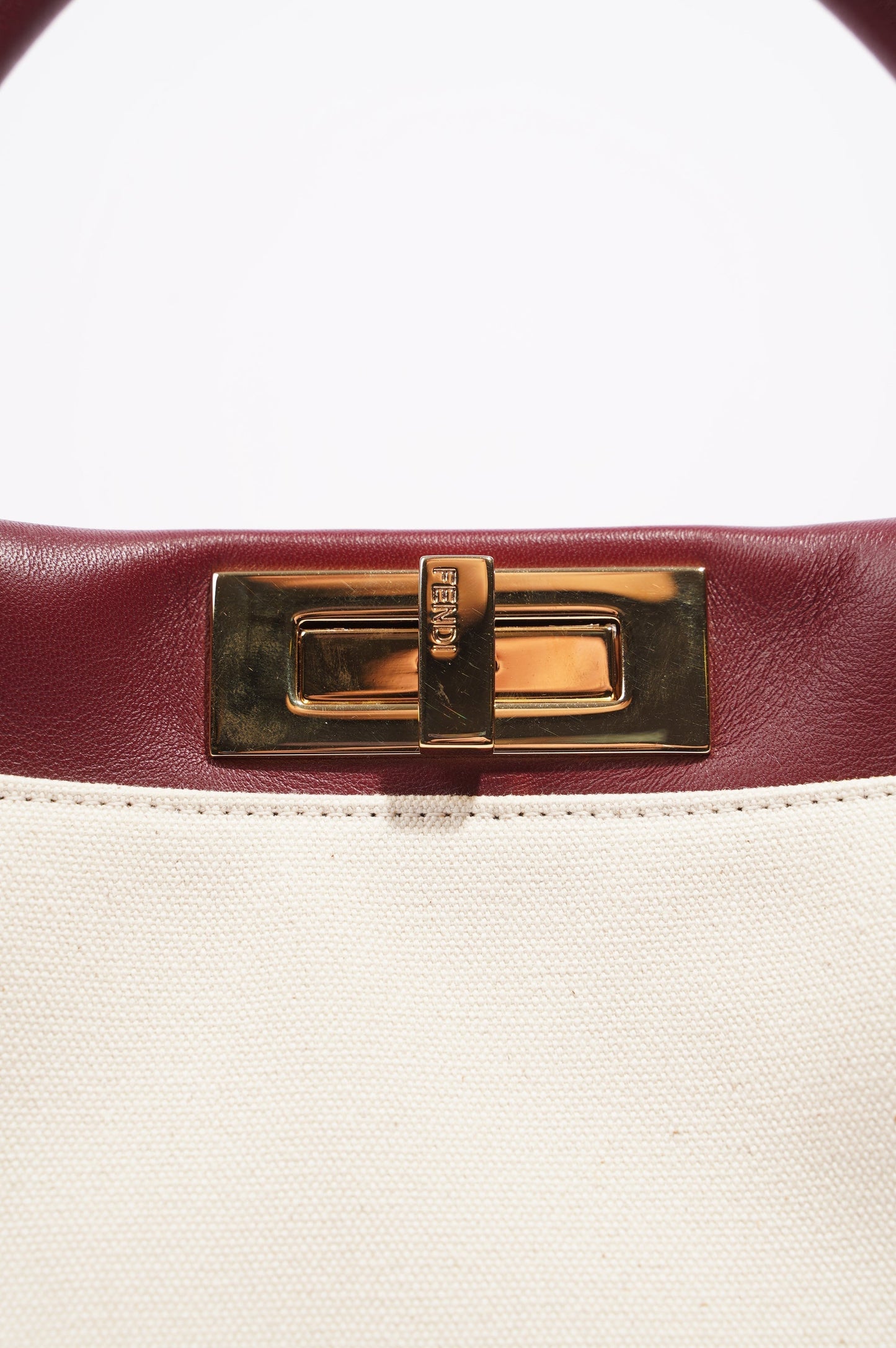 Fendi Womens Peekaboo Beige / Maroon Medium