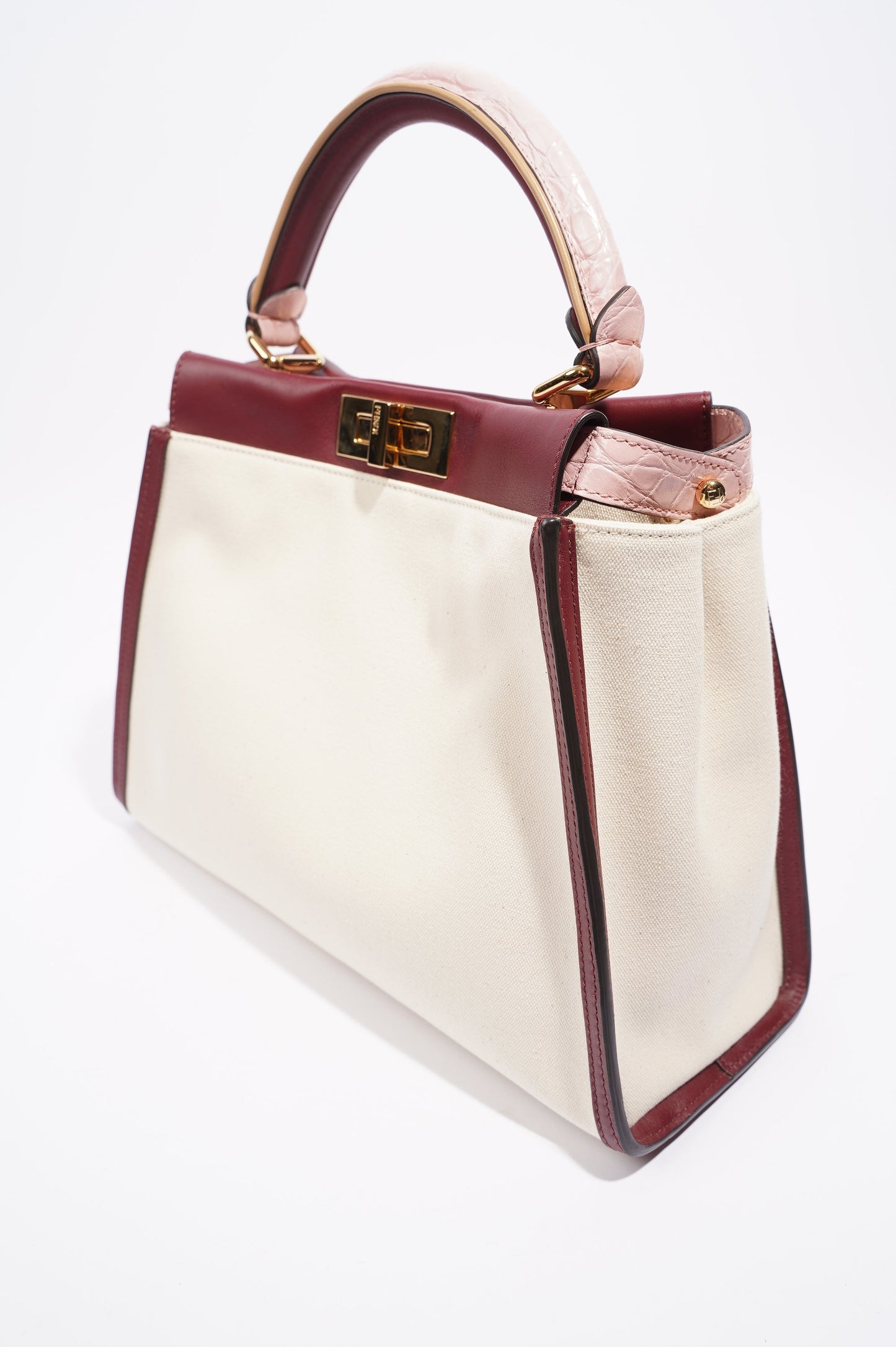 Fendi Womens Peekaboo Beige / Maroon Medium