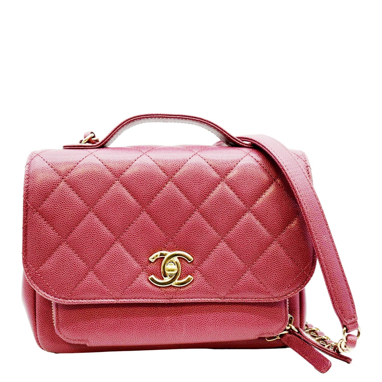 Chanel Business Affinity Medium Flap Quilted Caviar Shoulder Bag Pink