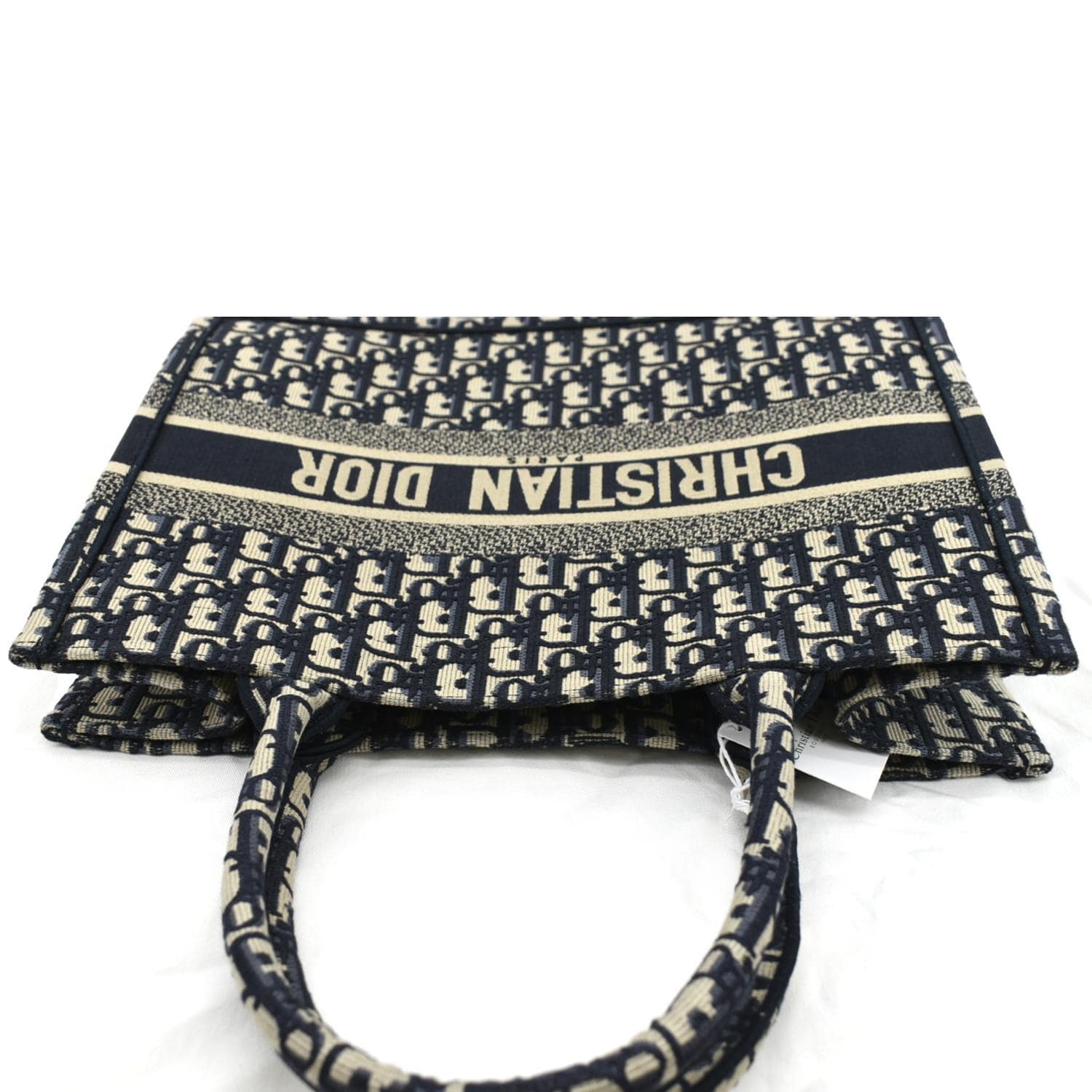 CHRISTIAN DIOR Book Small Oblique Embroidery Tote Bag Blue
