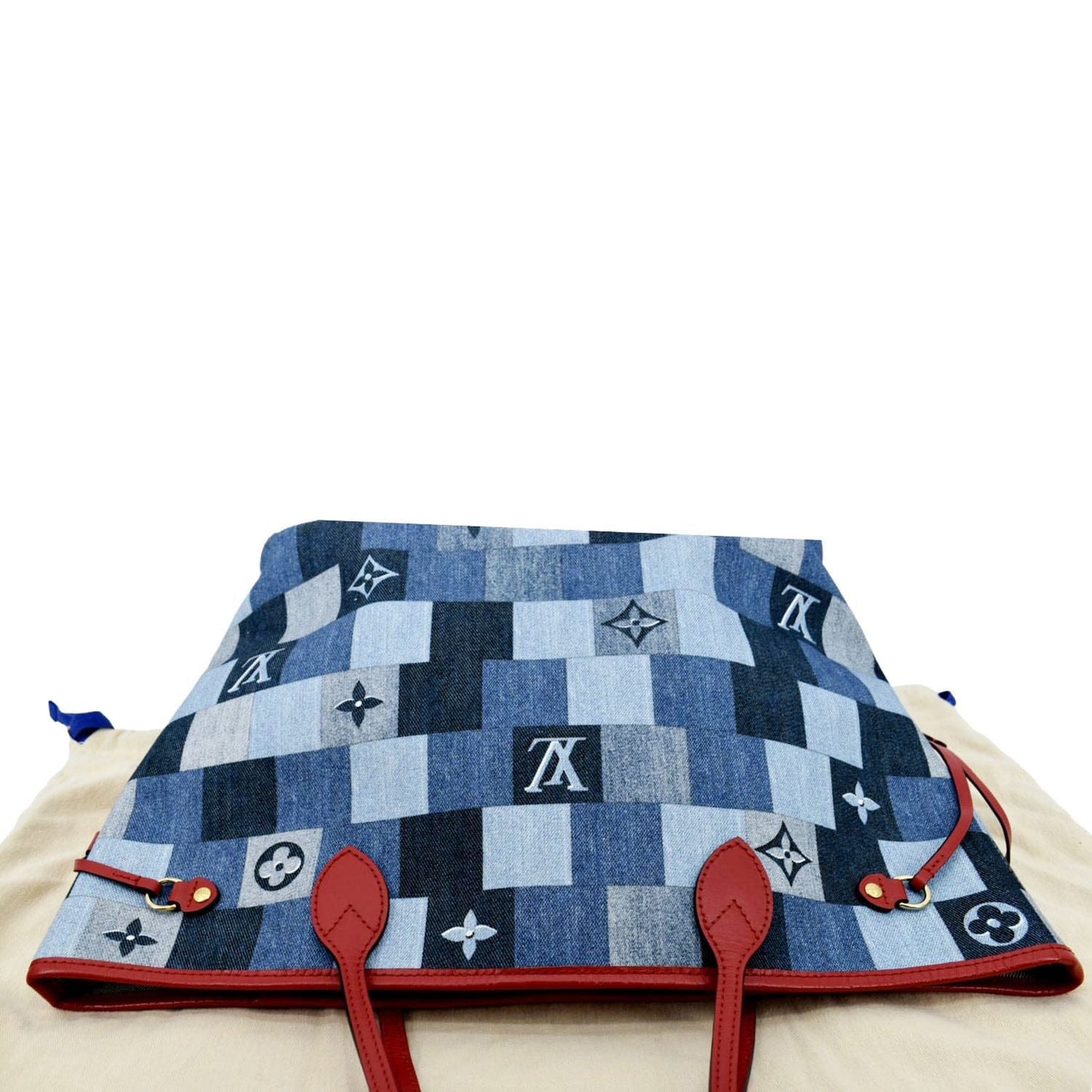 Louis Vuitton Neverfull MM Patchwork Monogram Shoulder Bag Blue