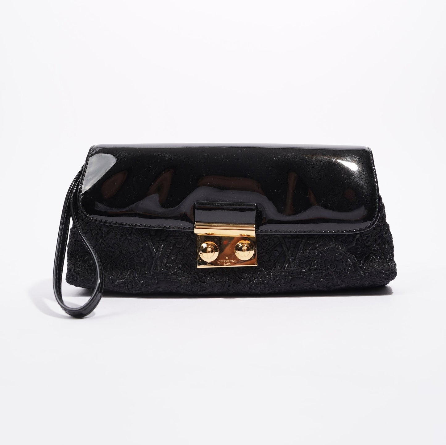 Louis Vuitton Womens Patent Clutch Black