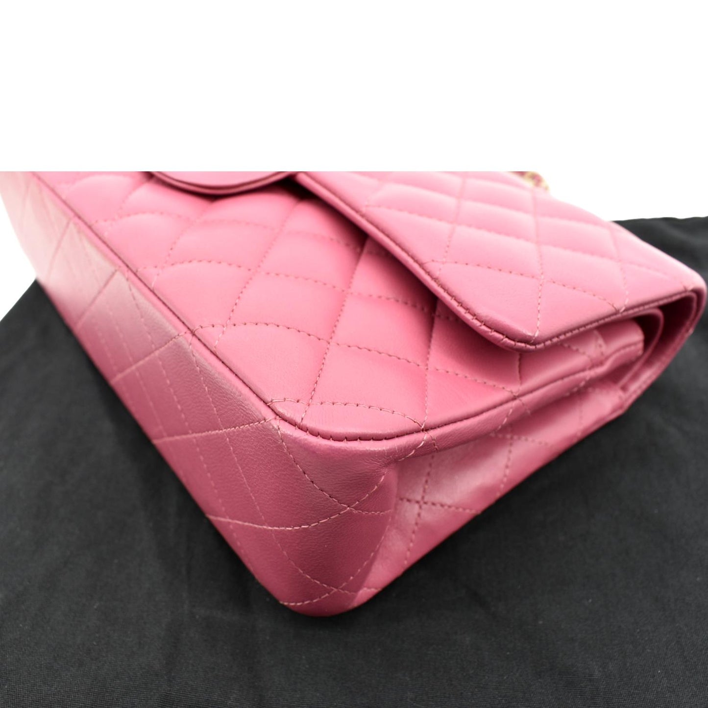 CHANEL Classic Medium Double Flap Quilted Leather Shoulder Bag Pink