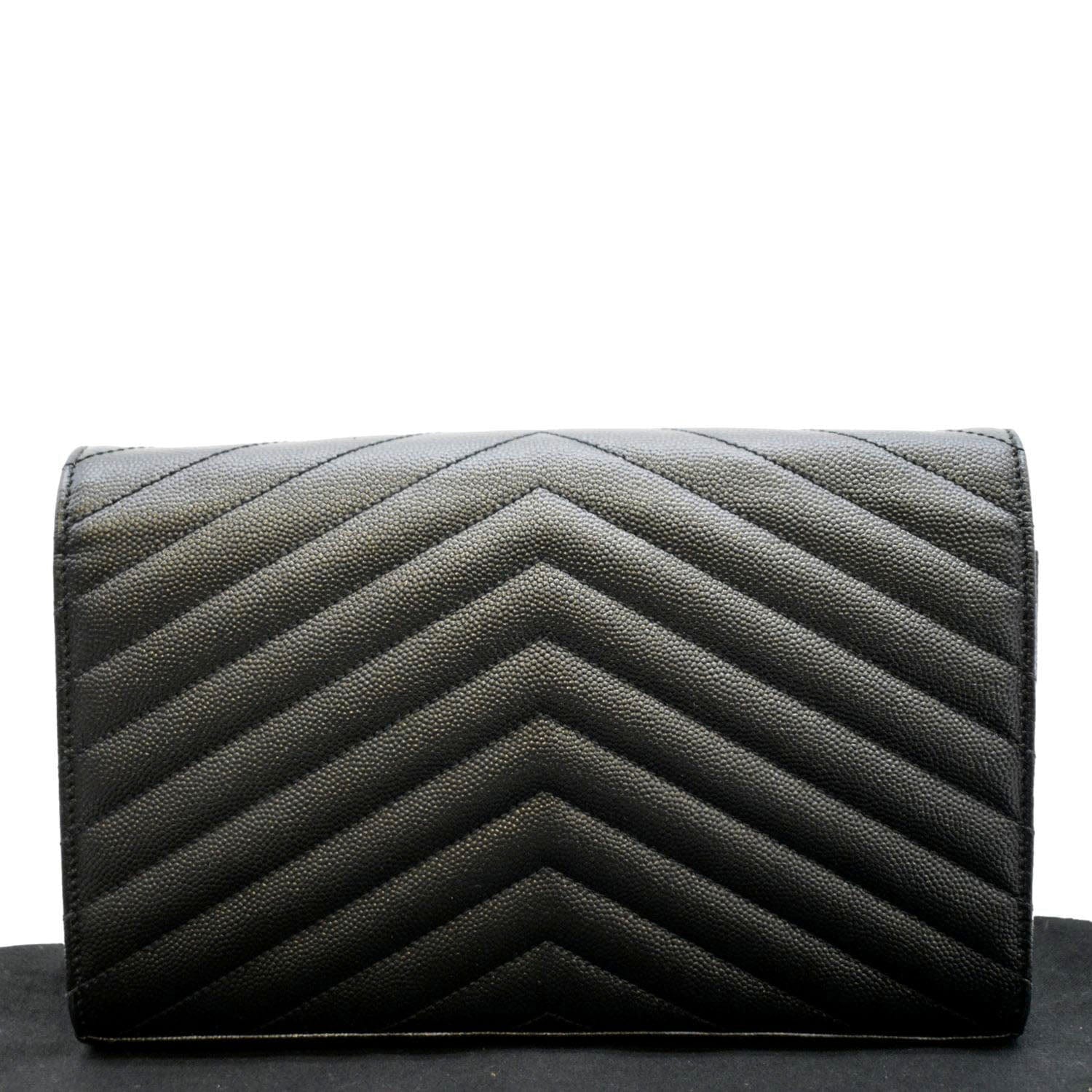 YVES SAINT LAURENT Cassandre Matelasse Chain Wallet Crossbody Bag Black