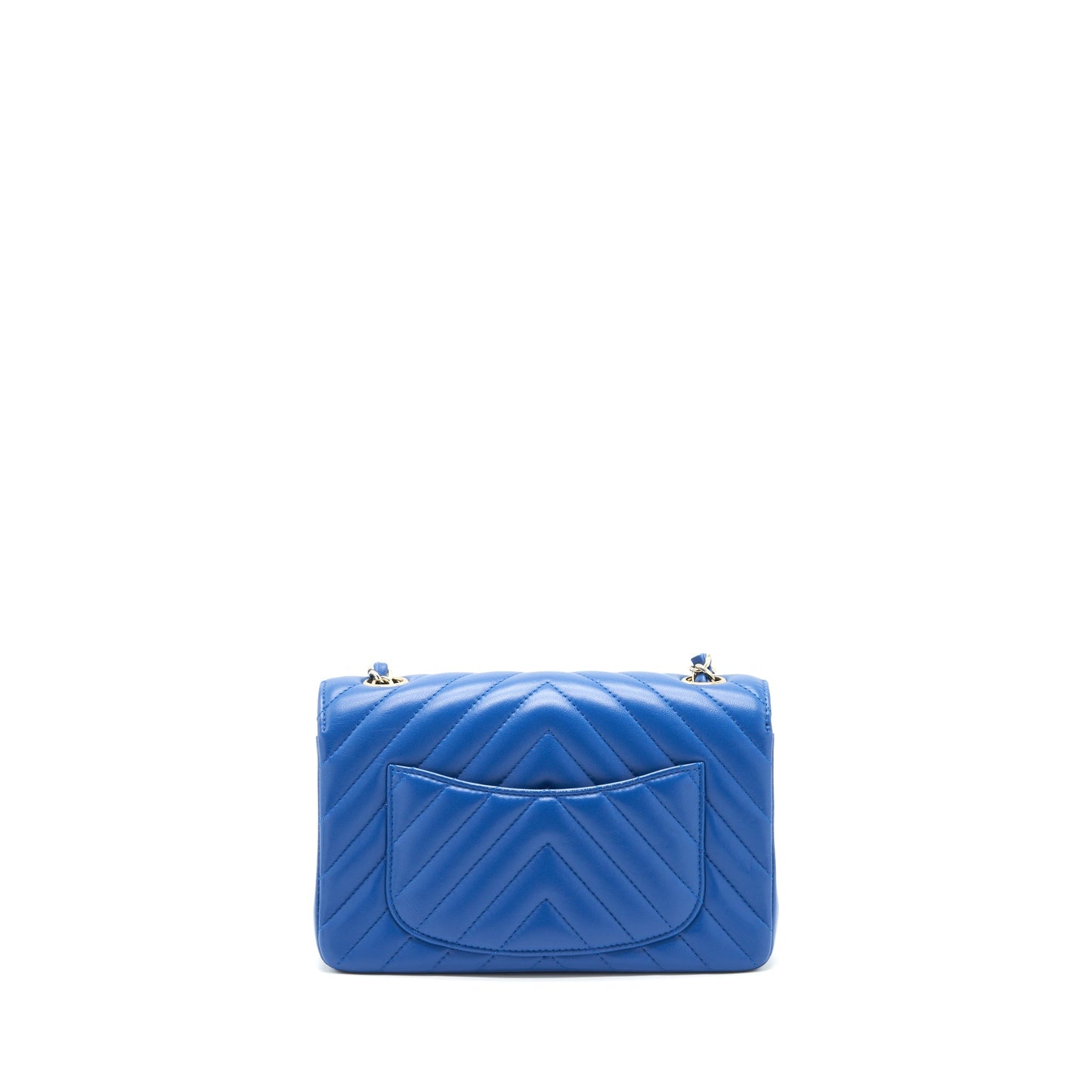 Chanel Mini Rectangular Flap Bag Chevron Lambskin Blue L