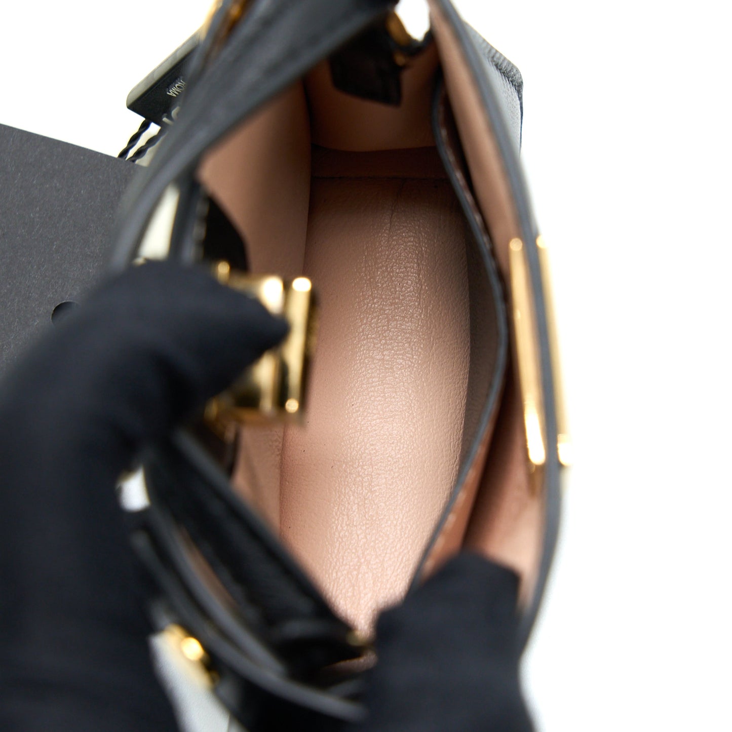 Fendi Nano Peekaboo Charm Lambskin Black