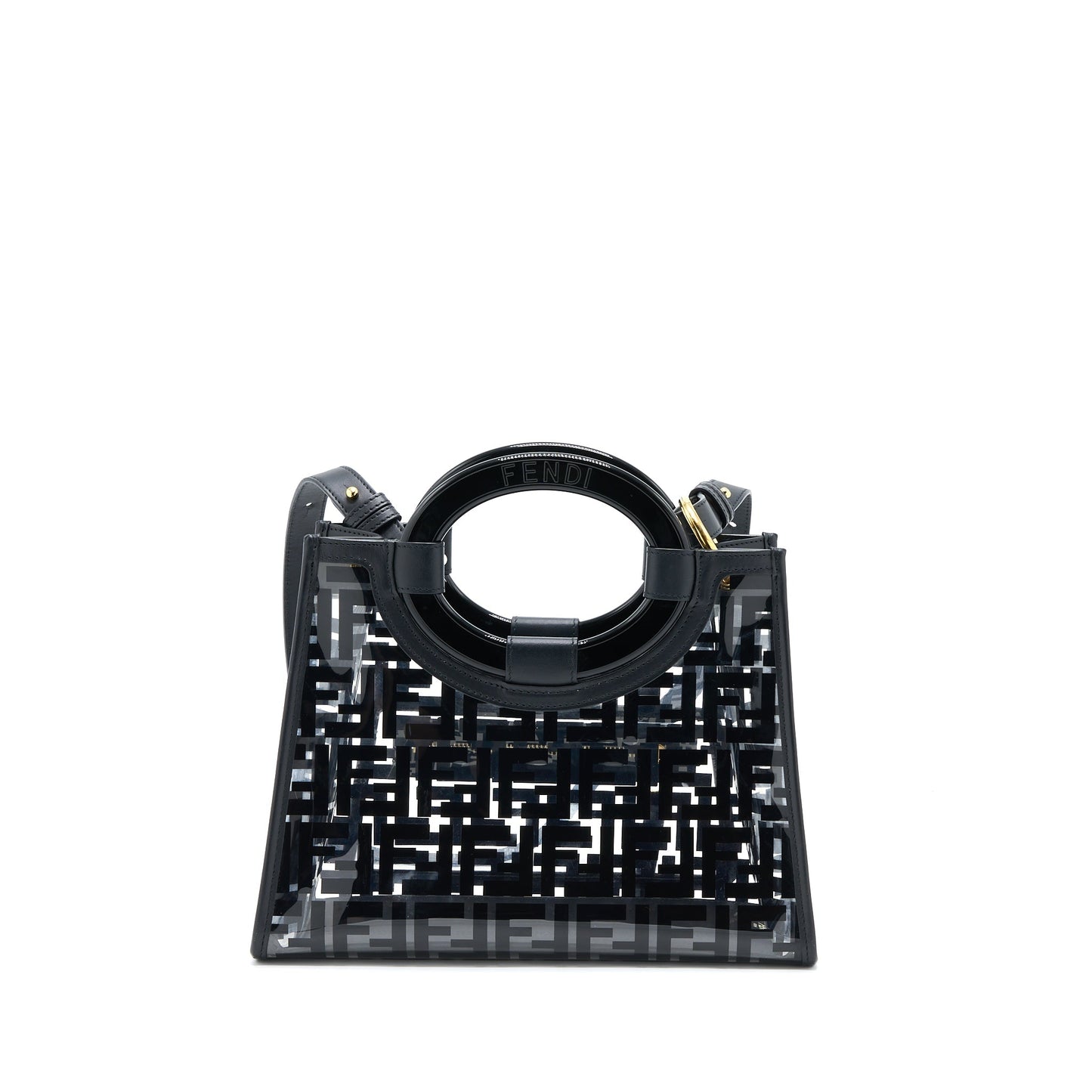 Fendi Transparent Small Runaway Tote /Leather Black