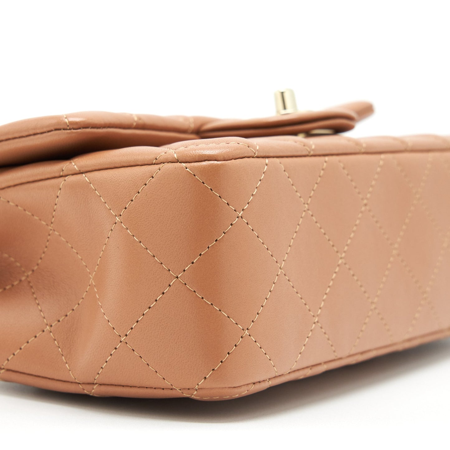 Chanel Mini Rectangular Flap Bag Lambskin Caramel L