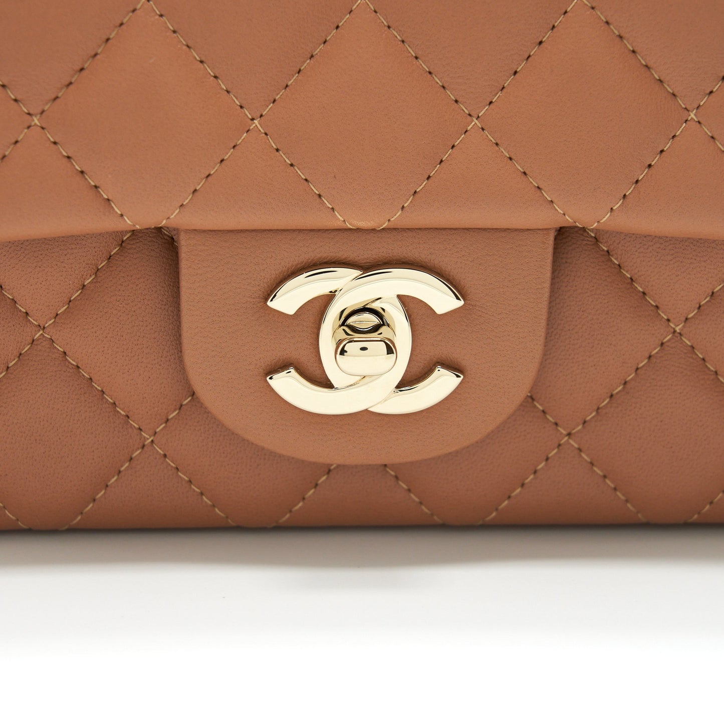 Chanel Mini Rectangular Flap Bag Lambskin Caramel L