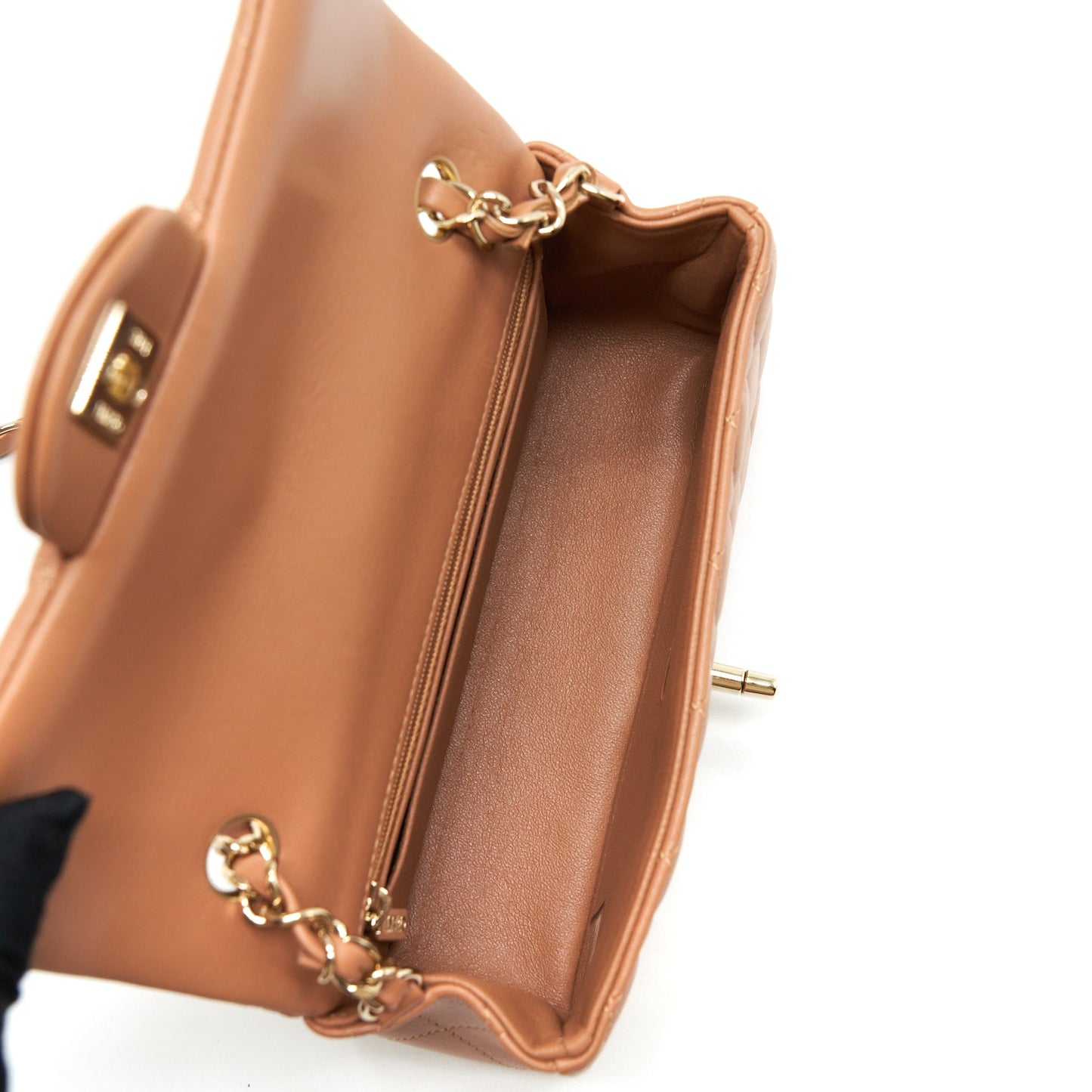Chanel Mini Rectangular Flap Bag Lambskin Caramel L