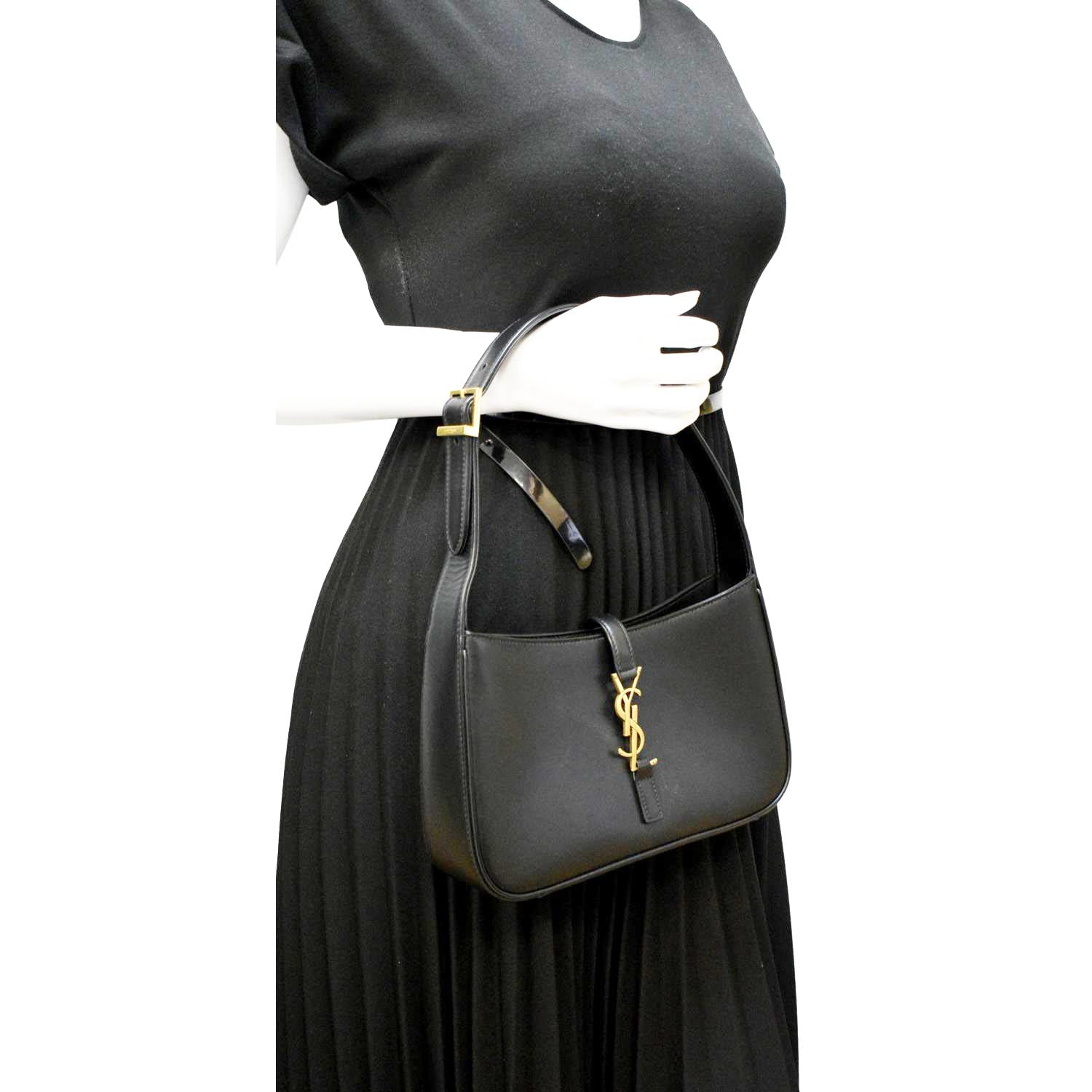 YVES SAINT LAURENT Le 5 A 7 Leather Satchel Bag Black