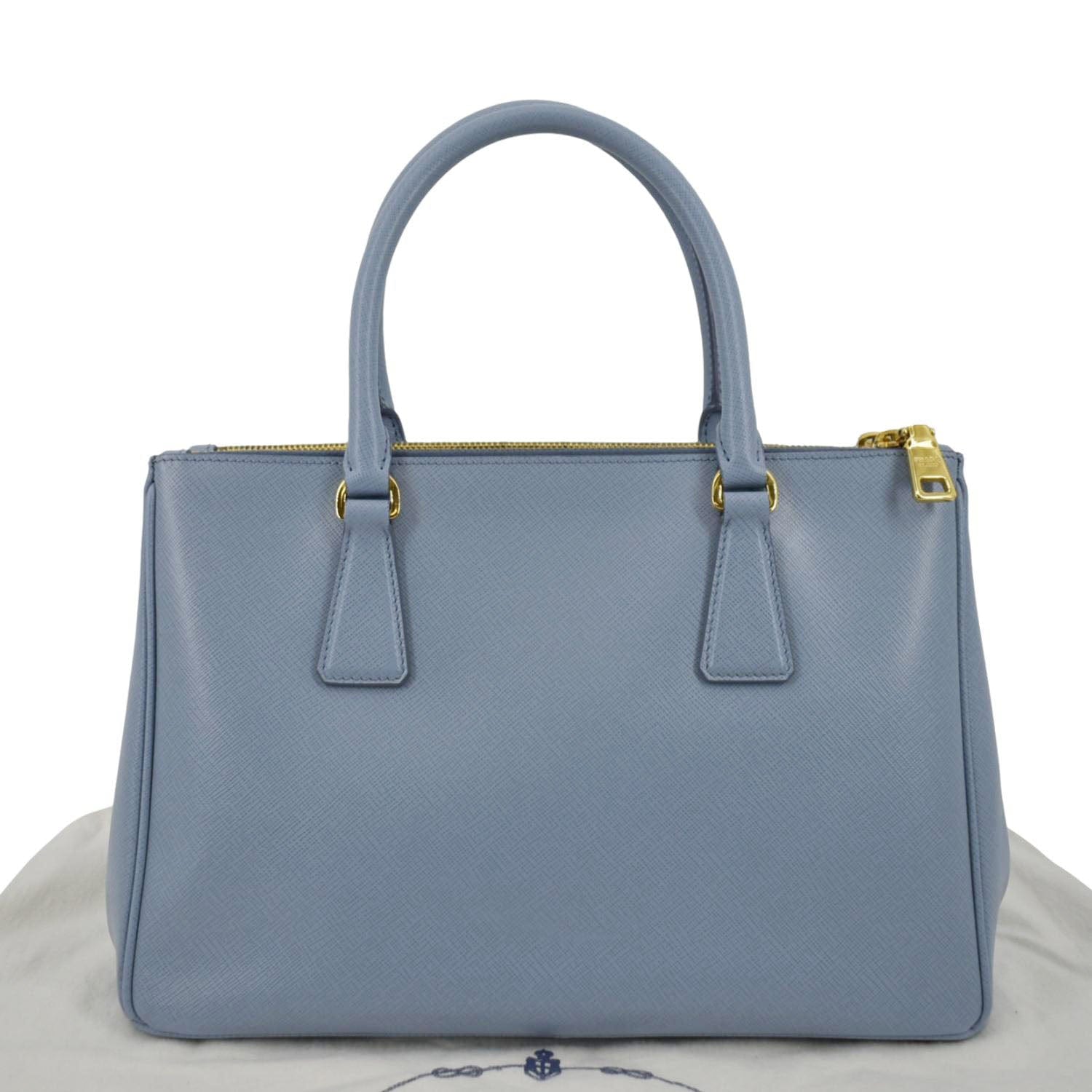 PRADA Galleria Double-Zip small Saffiano Leather Tote Bag Light Blue
