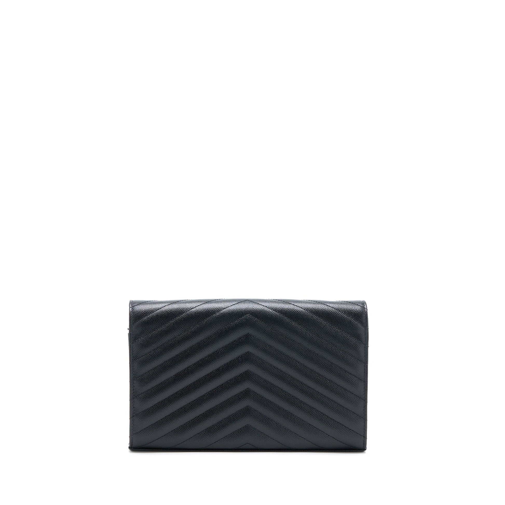 Saint Laurent Wallet On Chain Grained Calfskin Black