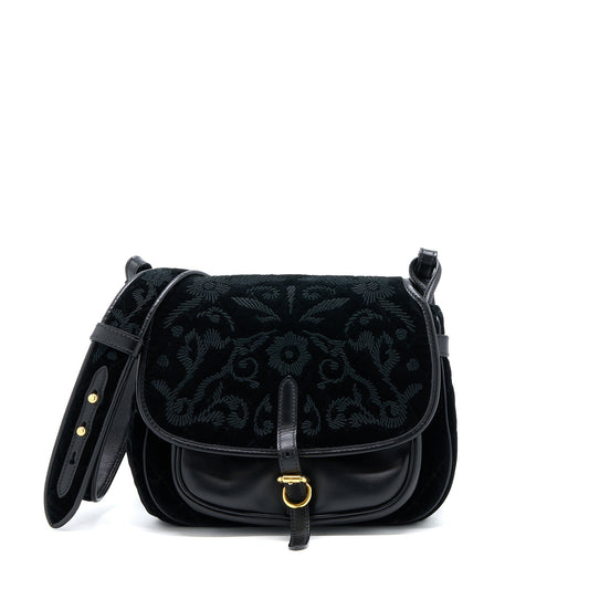 Prada Corsaire Hobo Purse Velvet/Leather Black
