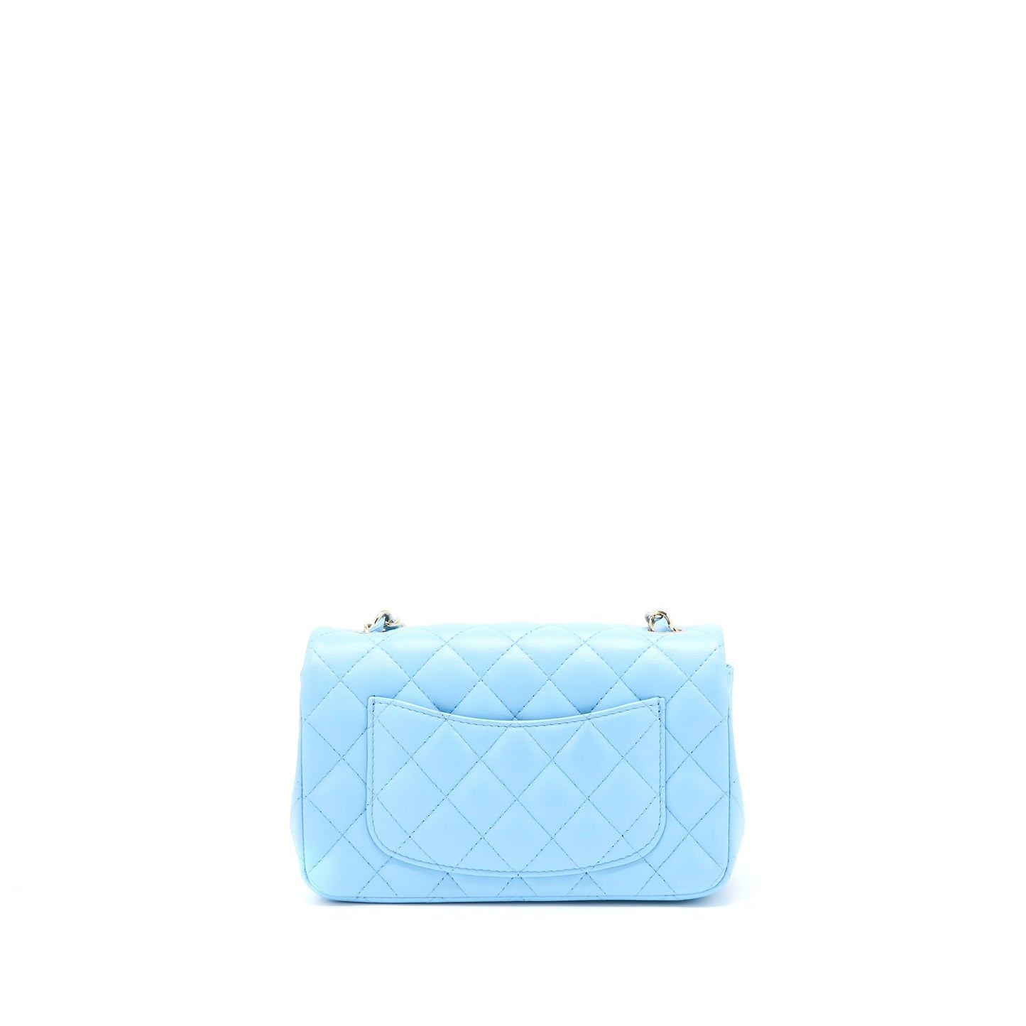 Chanel Mini Rectangular Flap Bag Lambskin Blue L (Microchip)
