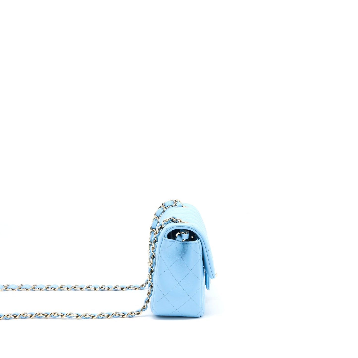 Chanel Mini Rectangular Flap Bag Lambskin Blue L (Microchip)