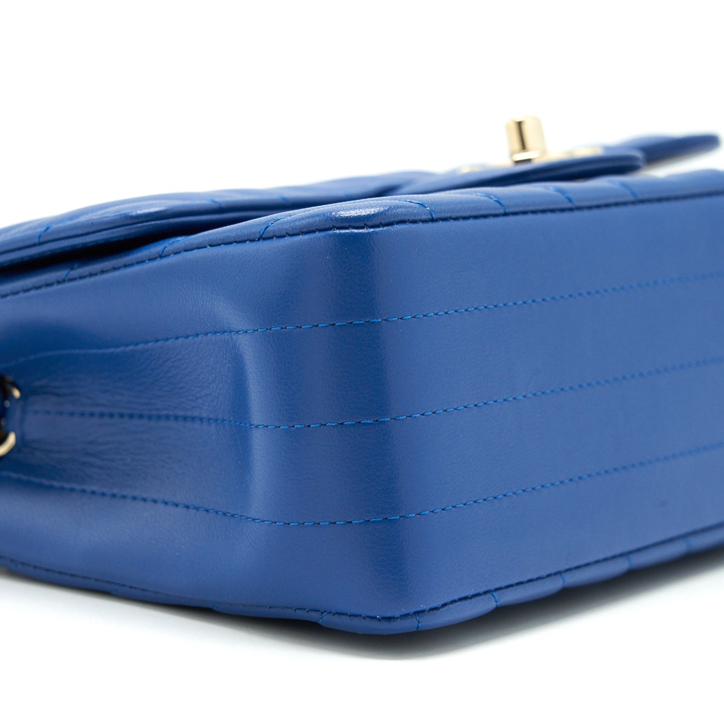 Chanel Mini Rectangular Flap Bag Chevron Lambskin Blue L
