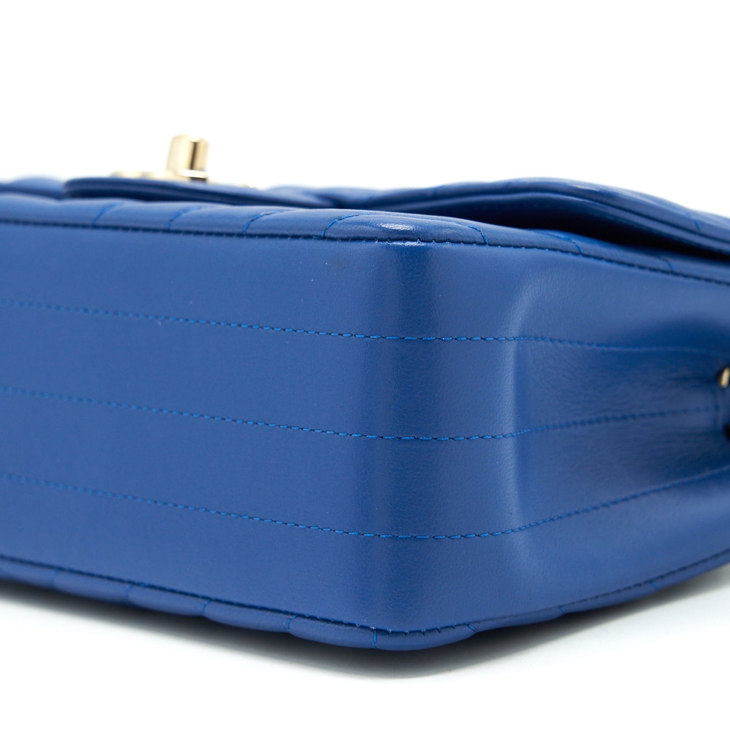 Chanel Mini Rectangular Flap Bag Chevron Lambskin Blue L