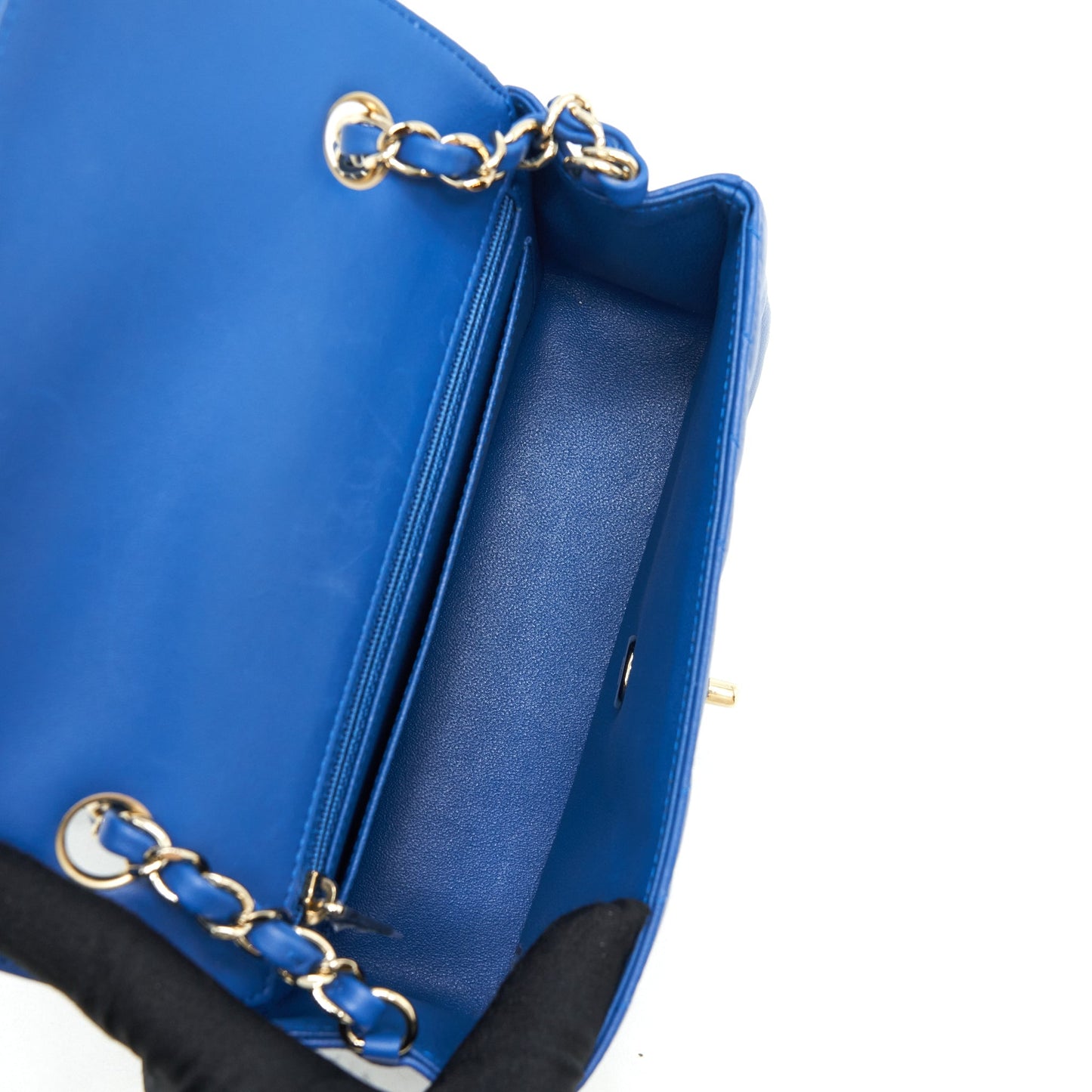 Chanel Mini Rectangular Flap Bag Chevron Lambskin Blue L