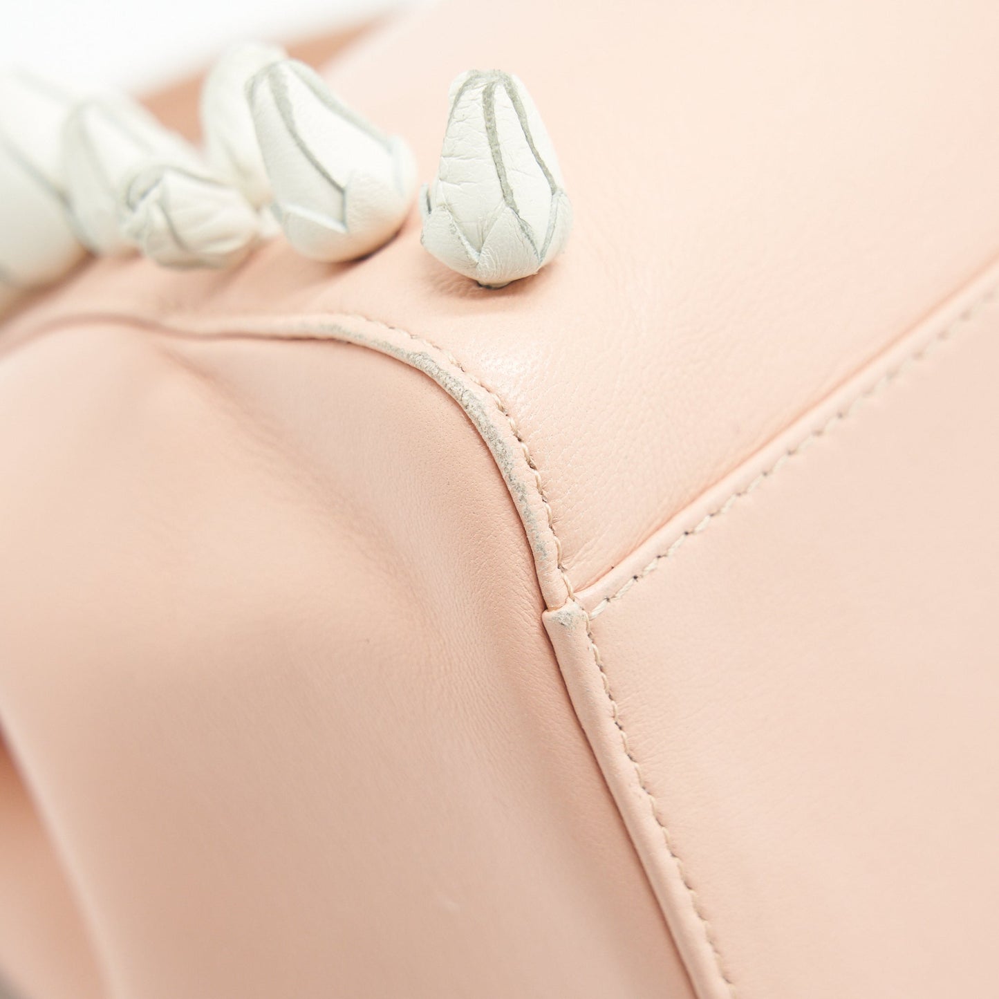 FENDI PEEKABOO KAPPA HANDLE Purse LAMBSKIN WHITE FLOWERS