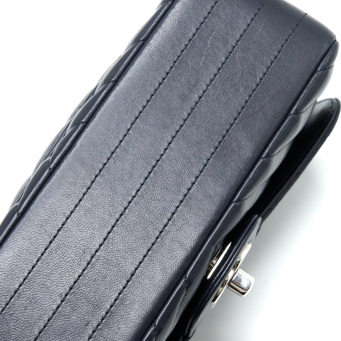 Chanel Mini Rectangular Flap Bag Chevron Lambskin Navy