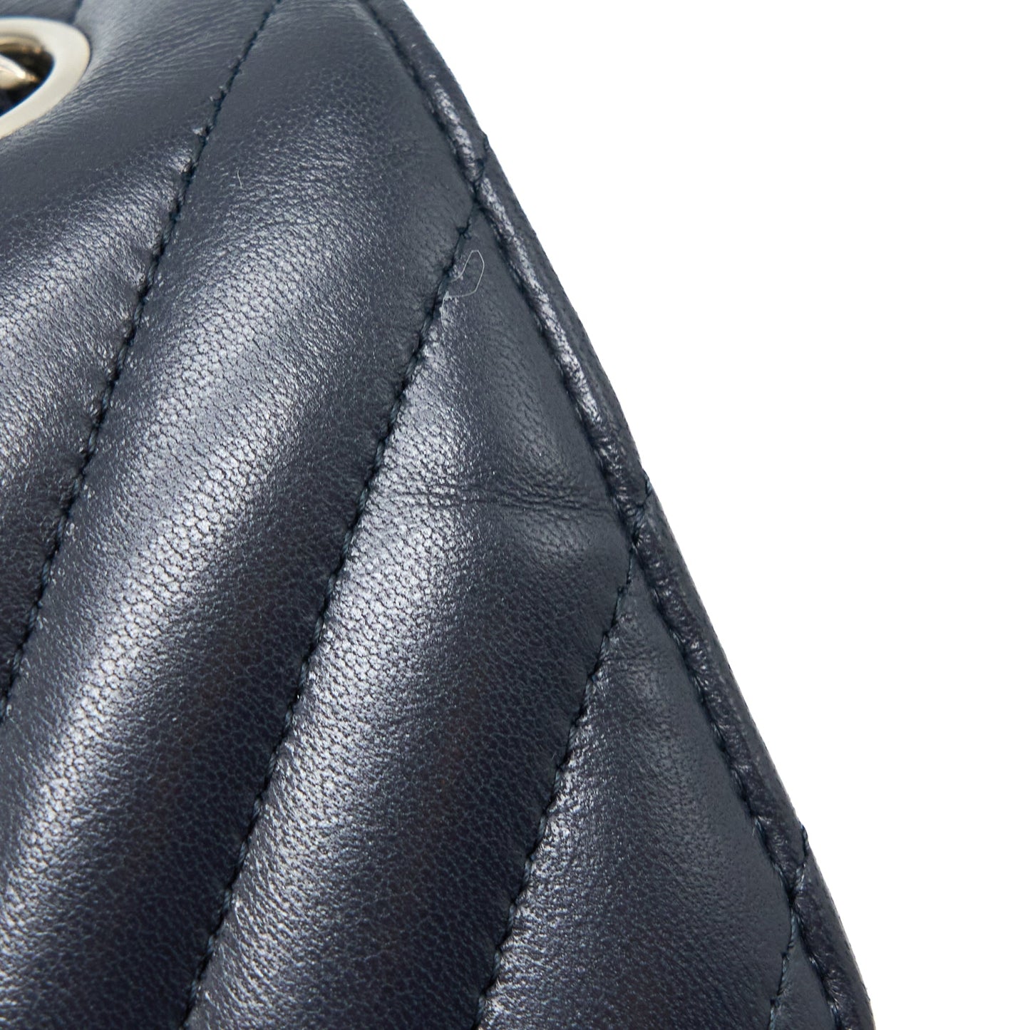 Chanel Mini Rectangular Flap Bag Chevron Lambskin Navy