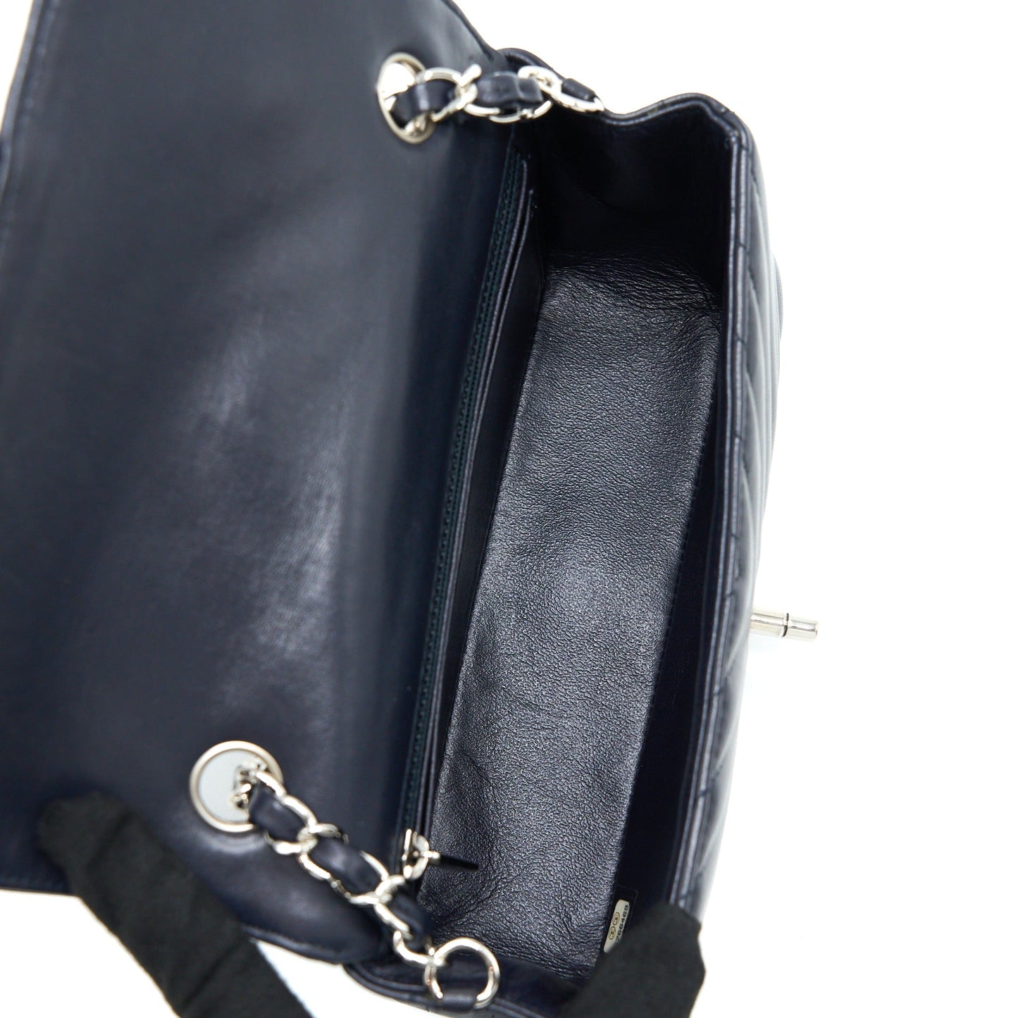 Chanel Mini Rectangular Flap Bag Chevron Lambskin Navy