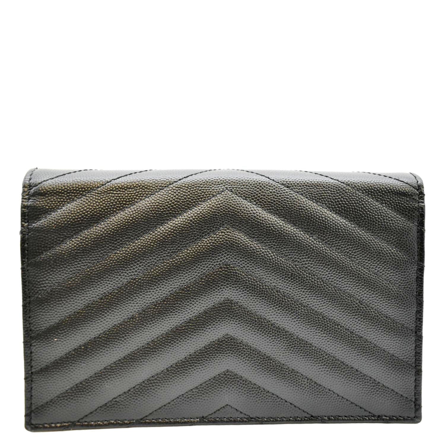 YVES SAINT LAURENT Cassandre Matelasse Chain Wallet Crossbody Bag Black