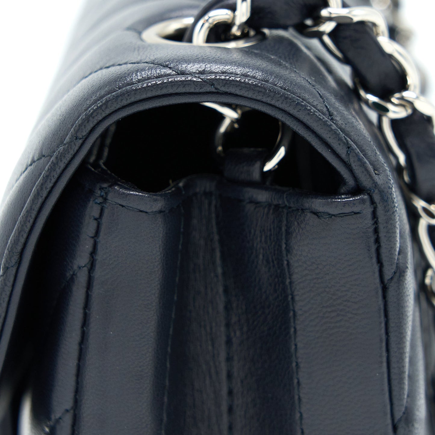 Chanel Mini Rectangular Flap Bag Chevron Lambskin Navy