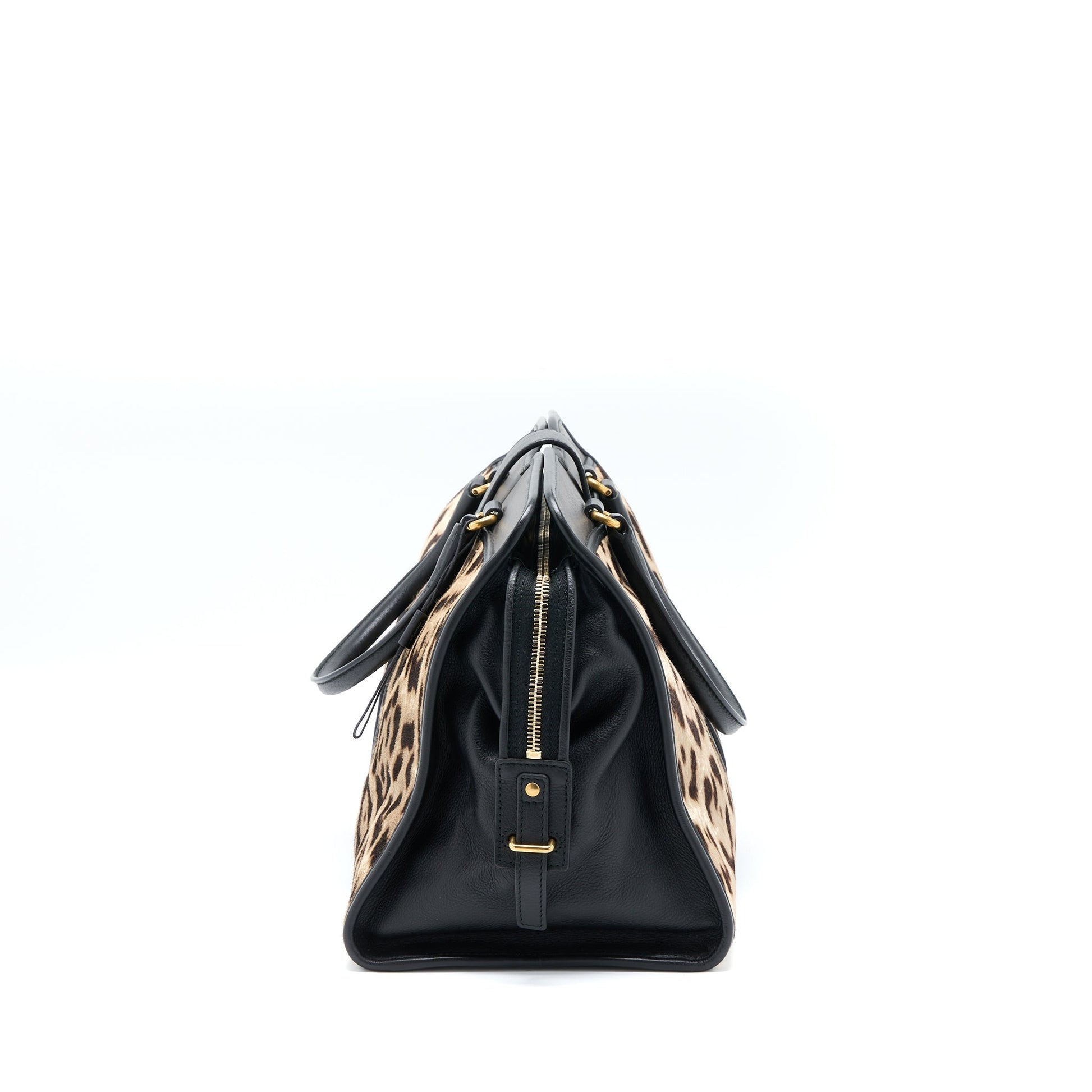 Saint Laurent Cabas Chyc Tote Purse Animal Print Horsehair/Calfskin Black
