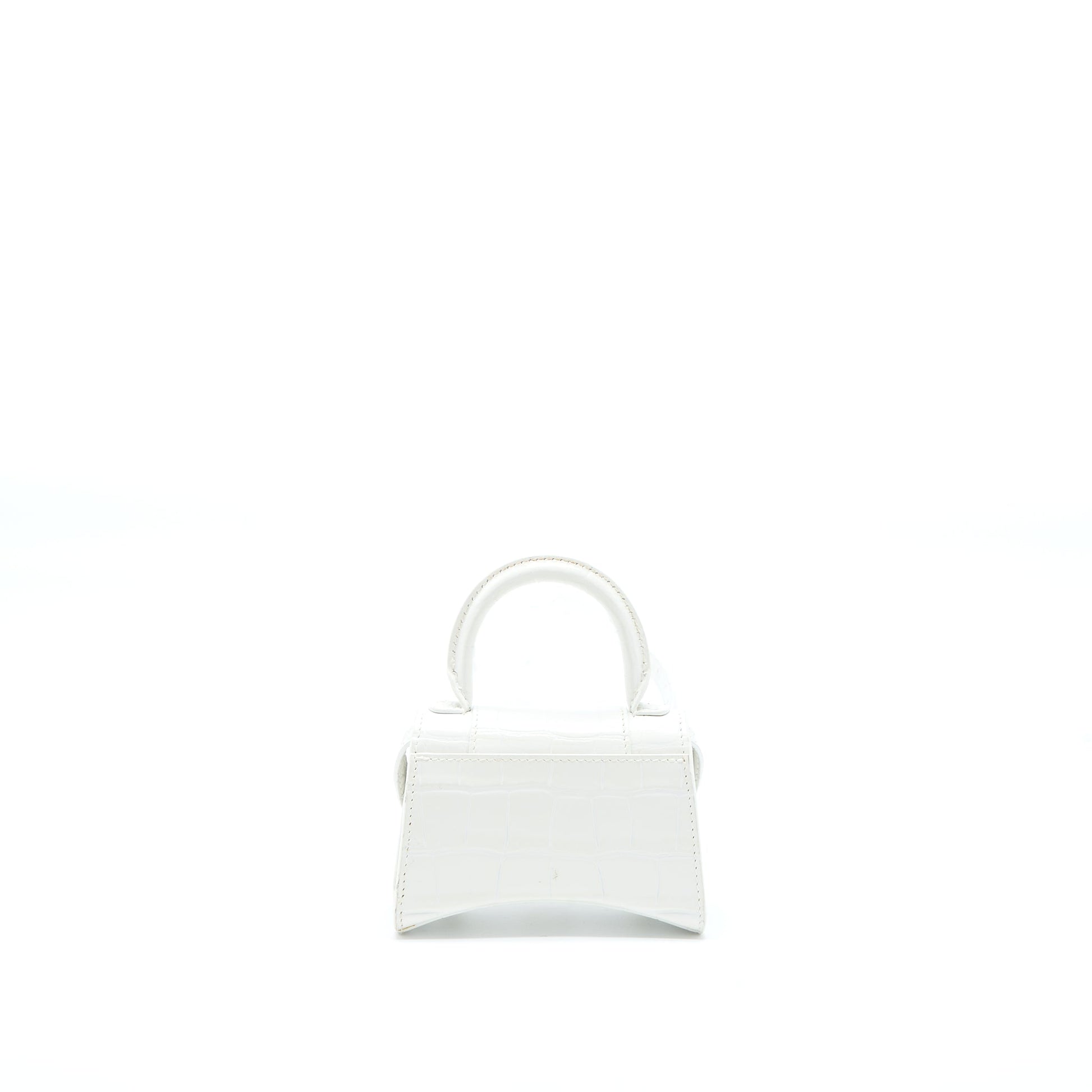 Balenciaga Mini Hourglass Bag Croc Embossed Calfskin White SHW