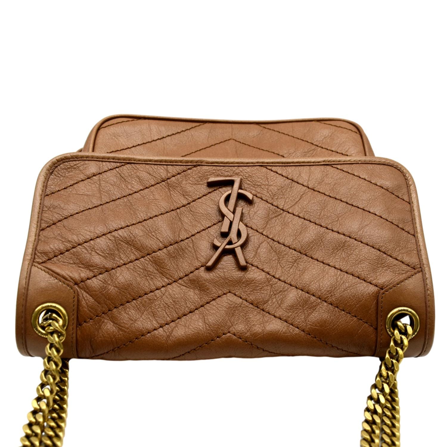 YVES SAINT LAURENT Niki Medium Leather Crossbody Bag Dark Brown
