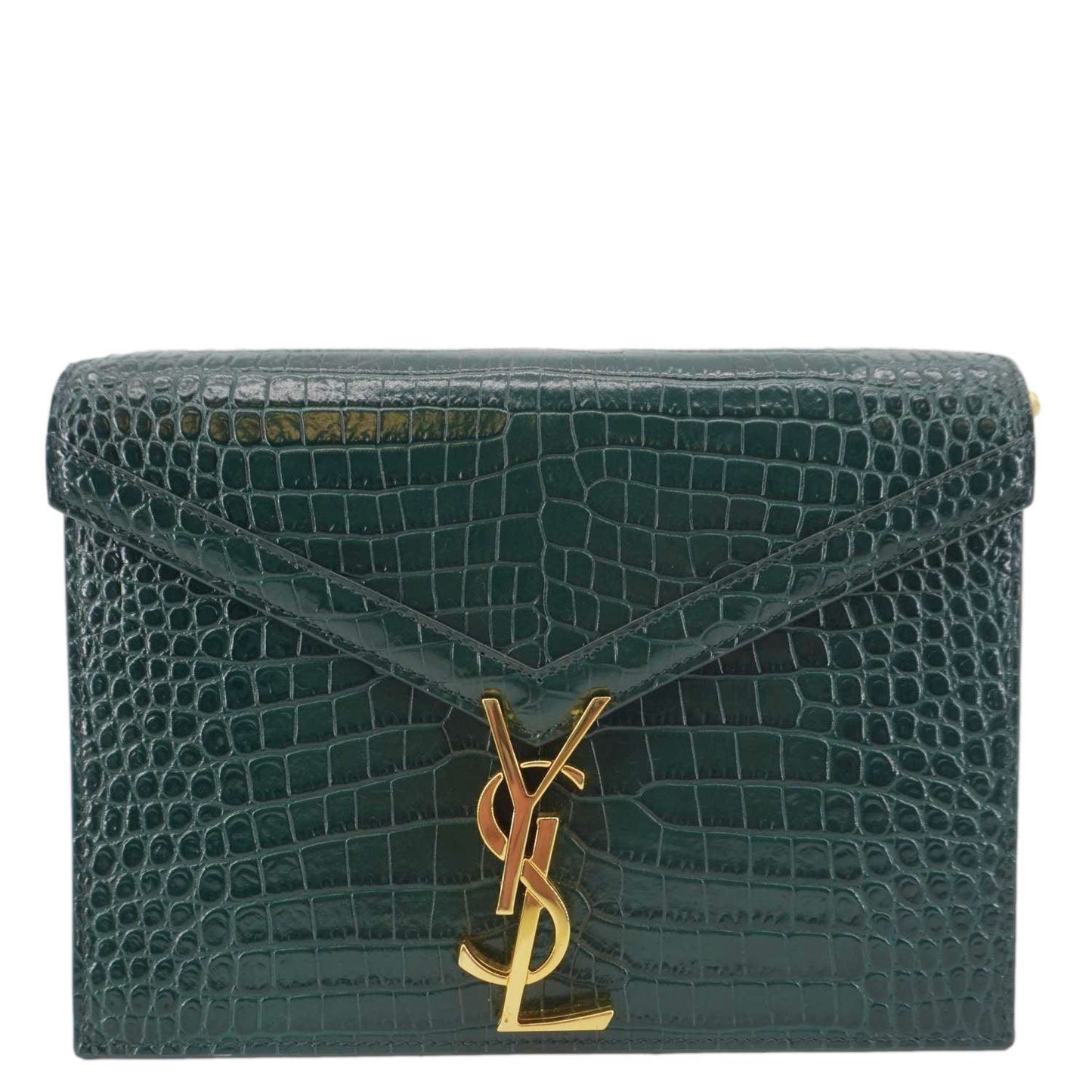 YVES SAINT LAURENT Cassandra Embossed Leather Shoulder Bag Green