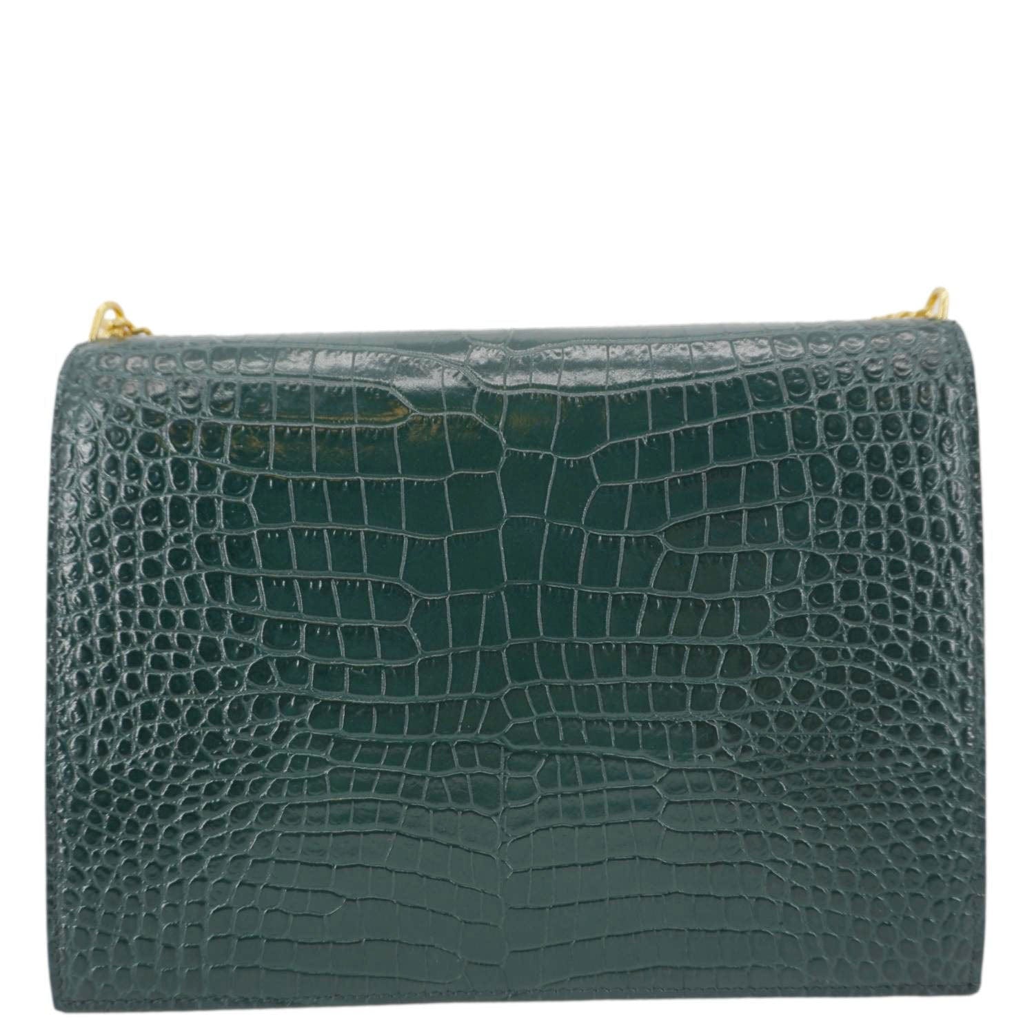 YVES SAINT LAURENT Cassandra Embossed Leather Shoulder Bag Green