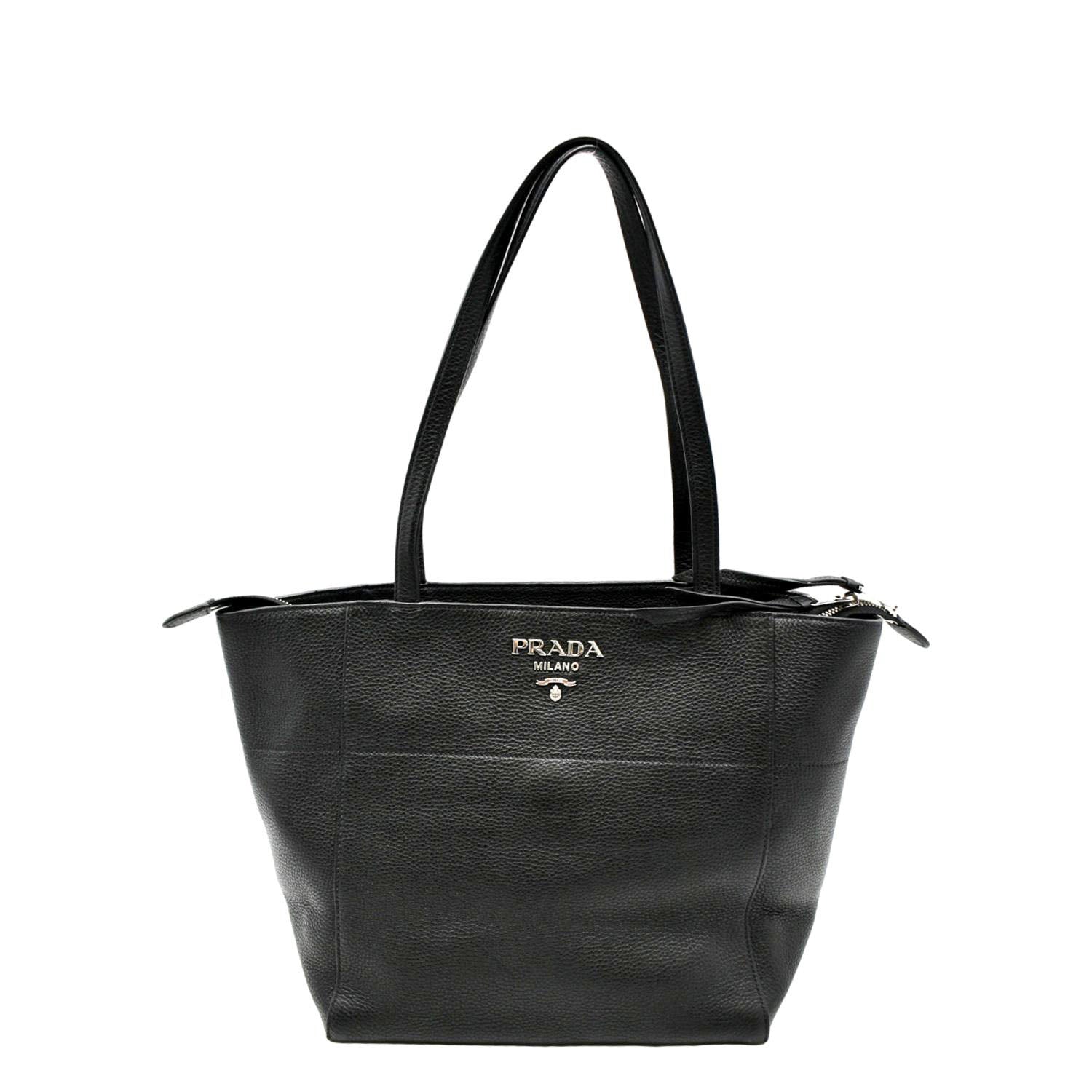 PRADA Leather Tote Bag Black