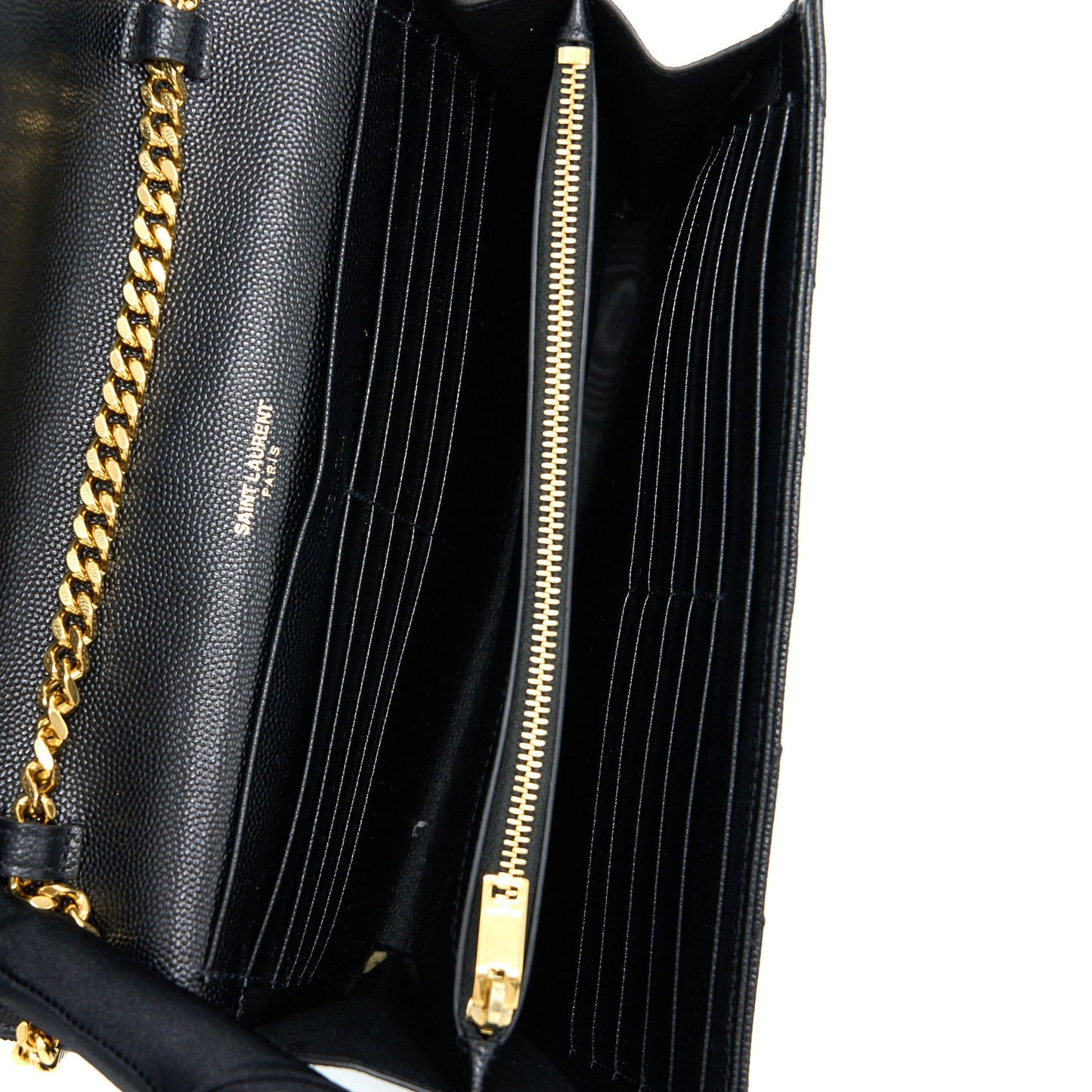 Saint Laurent Wallet On Chain Grained Calfskin Black