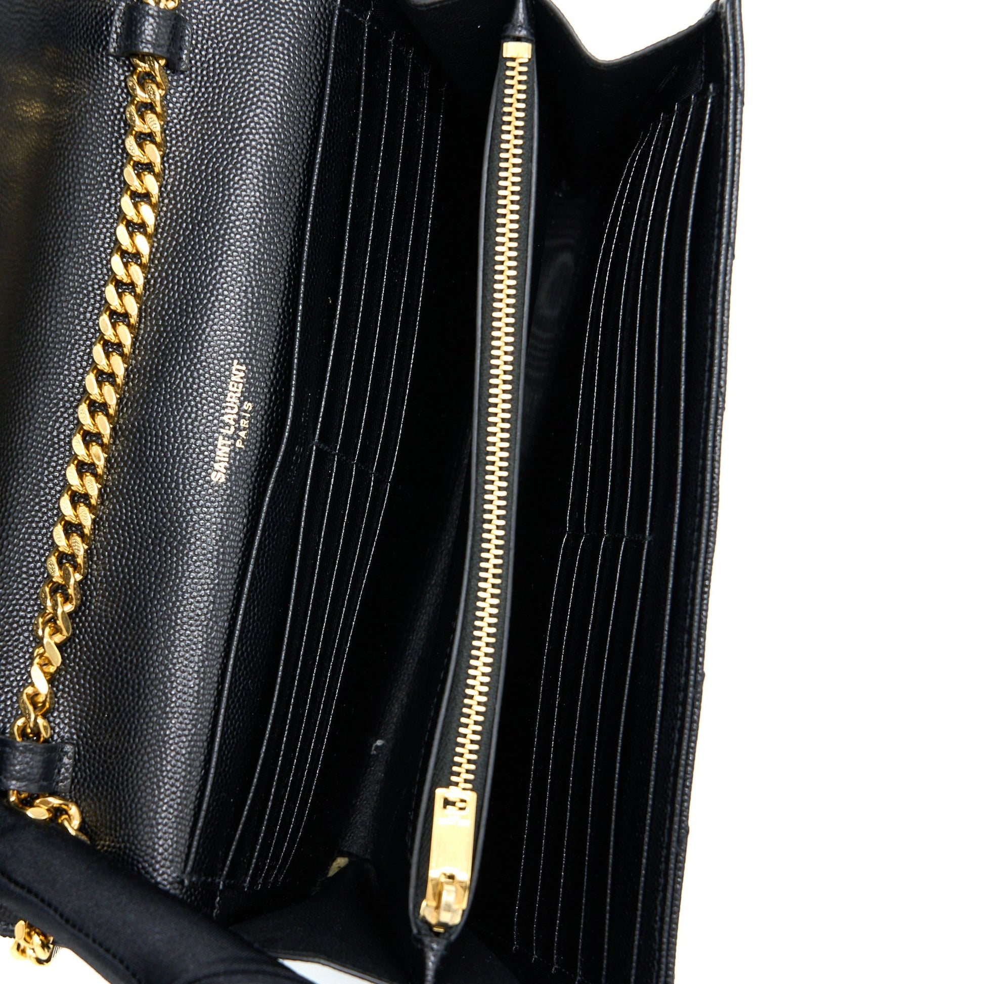 Saint Laurent Wallet On Chain Grained Calfskin Black