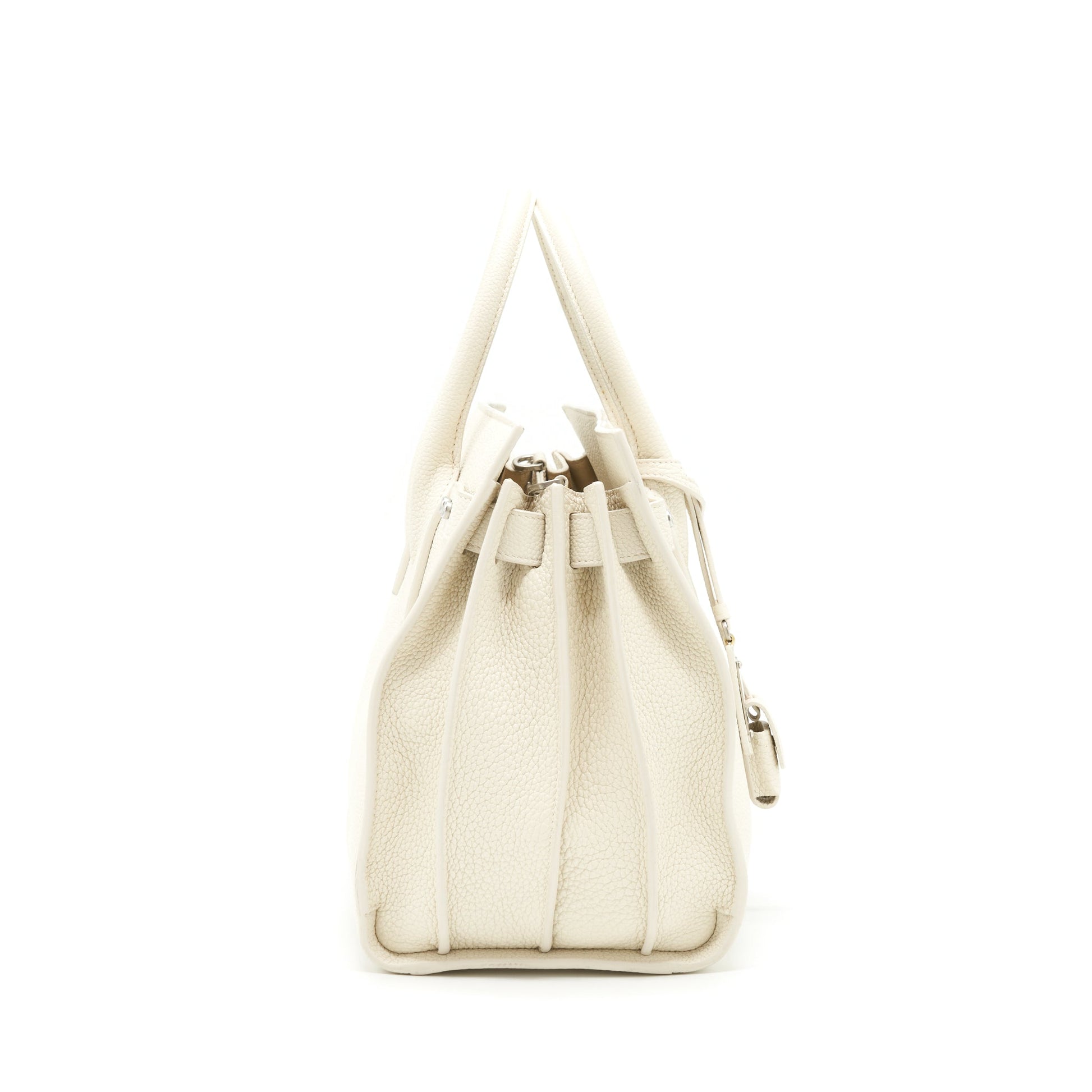 Saint Laurent () Sac De Jour Tote Purse Calfskin White