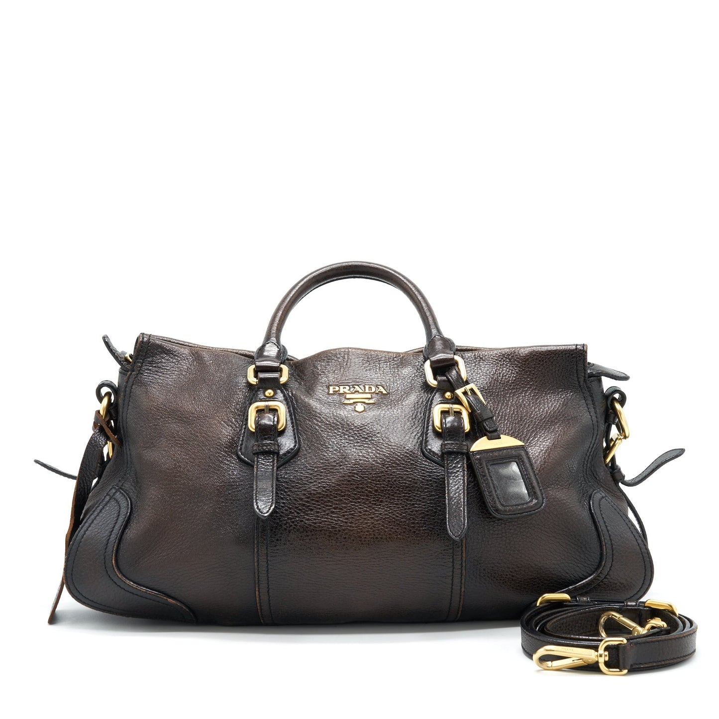 PRADA Handle Tote Purse with Strap in Brown