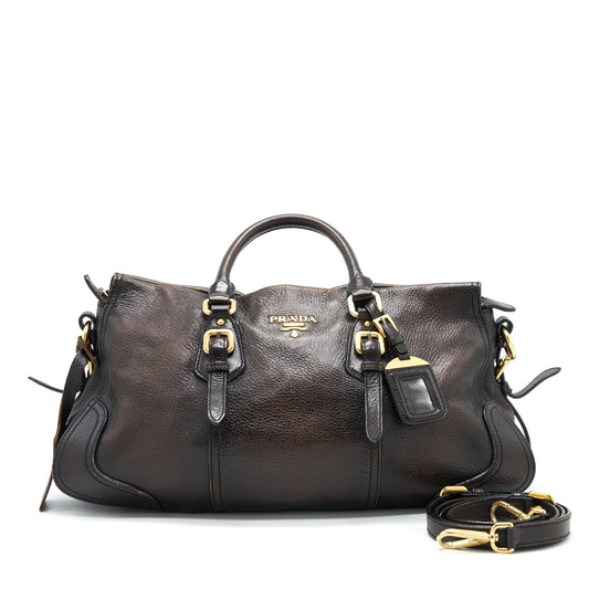 PRADA Handle Tote Purse with Strap in Brown