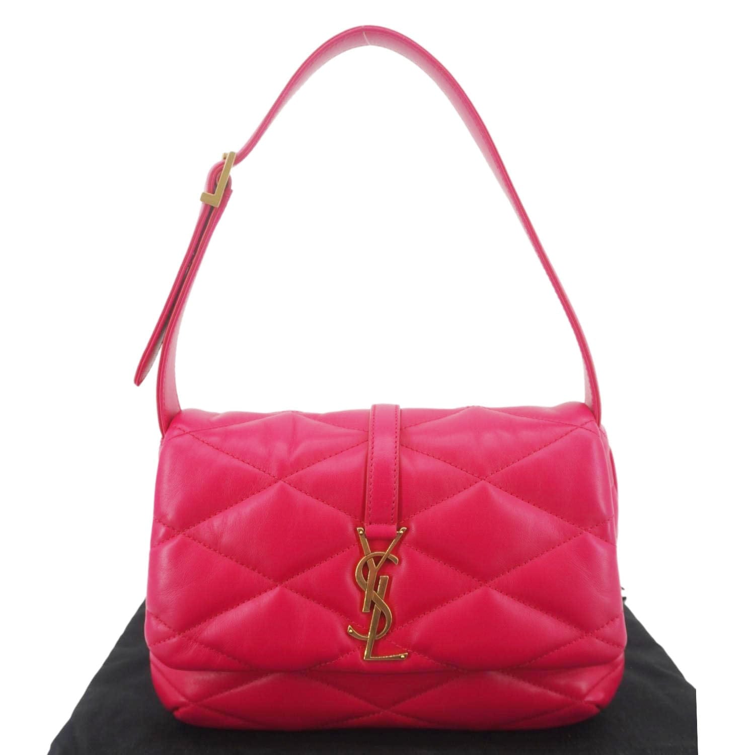 YVES SAINT LAURENT LE 57 Quilted Leather Hobo Bag Pink