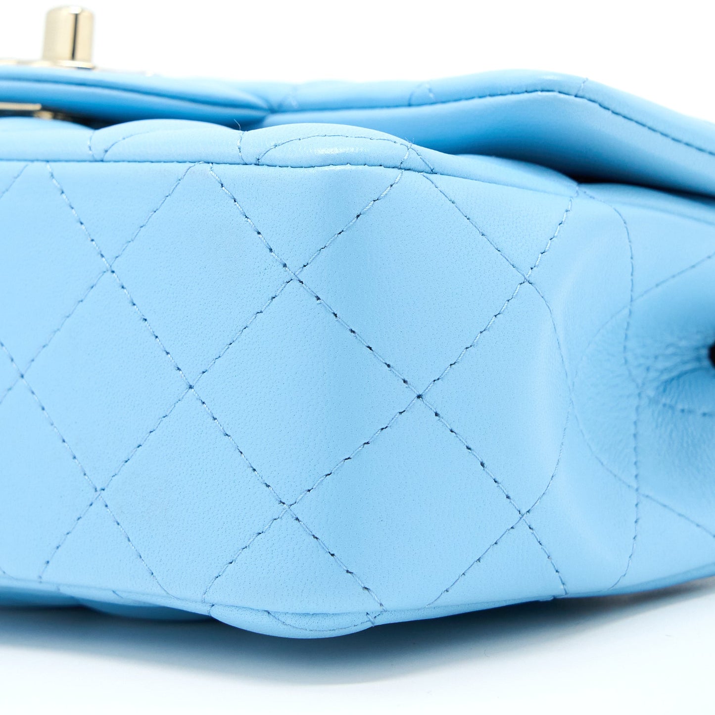 Chanel Mini Rectangular Flap Bag Lambskin Blue L (Microchip)