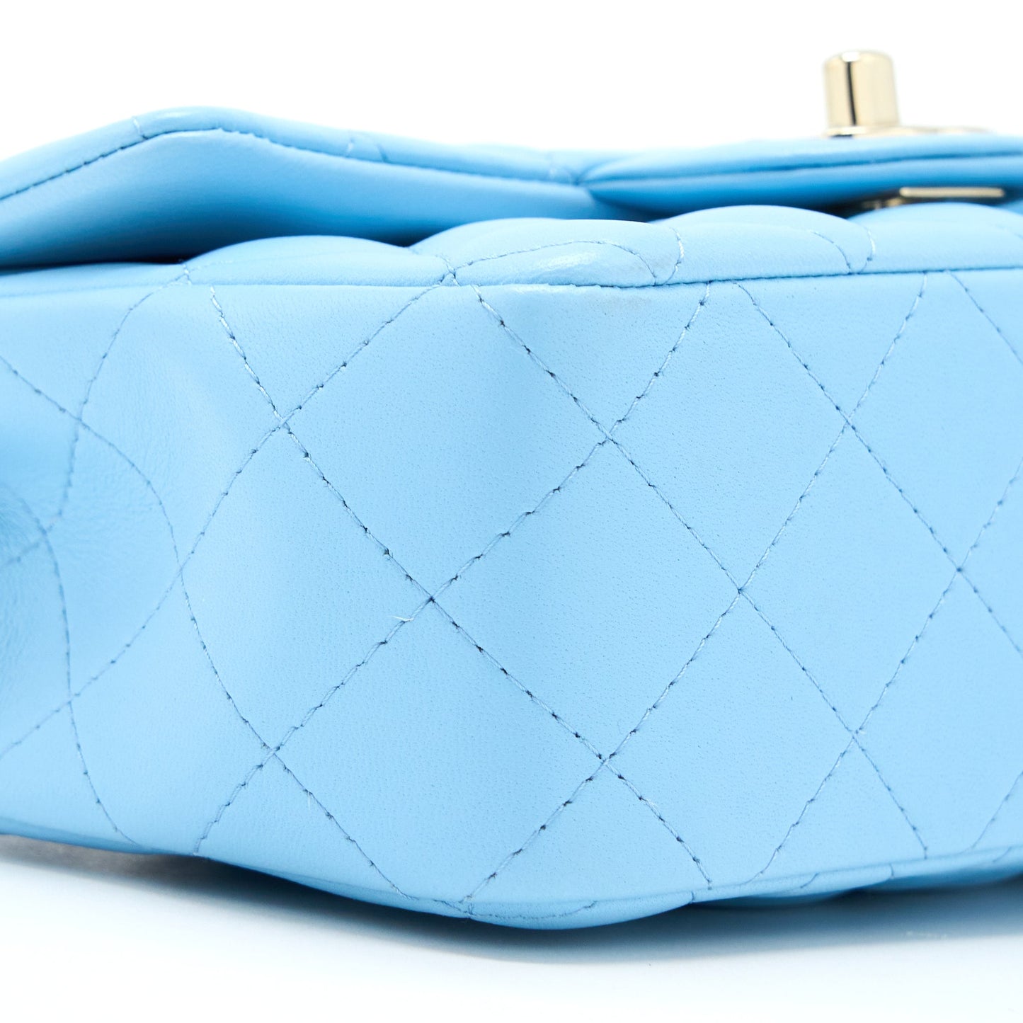 Chanel Mini Rectangular Flap Bag Lambskin Blue L (Microchip)